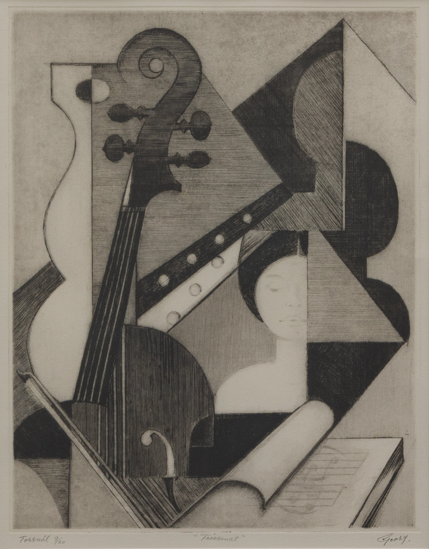 GEORG NILSSON (1908-1988). "Triosonat", torrnål nr 9/20, signerad.