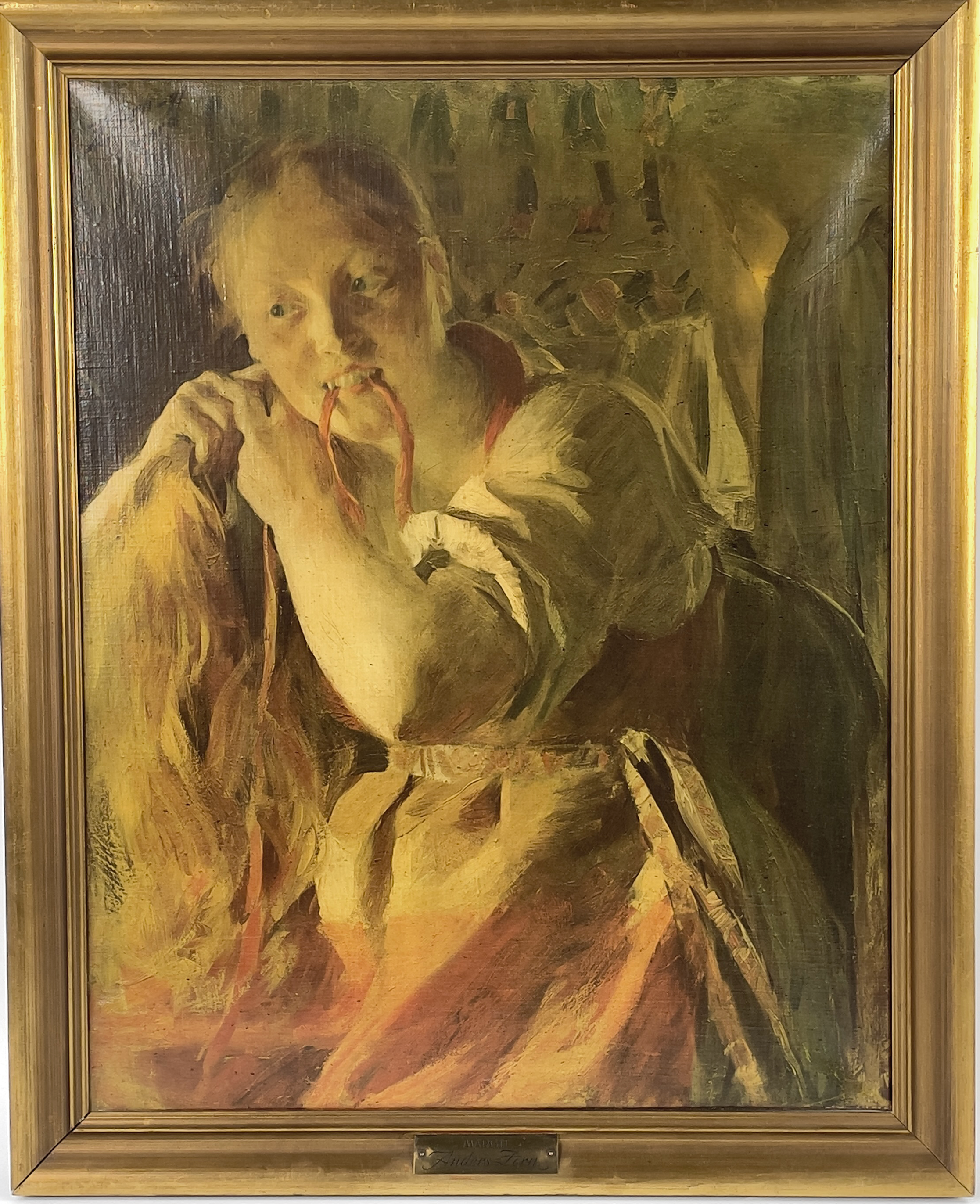 OLJETRYCK, efter Anders Zorn, "Margit", brickmärkt.