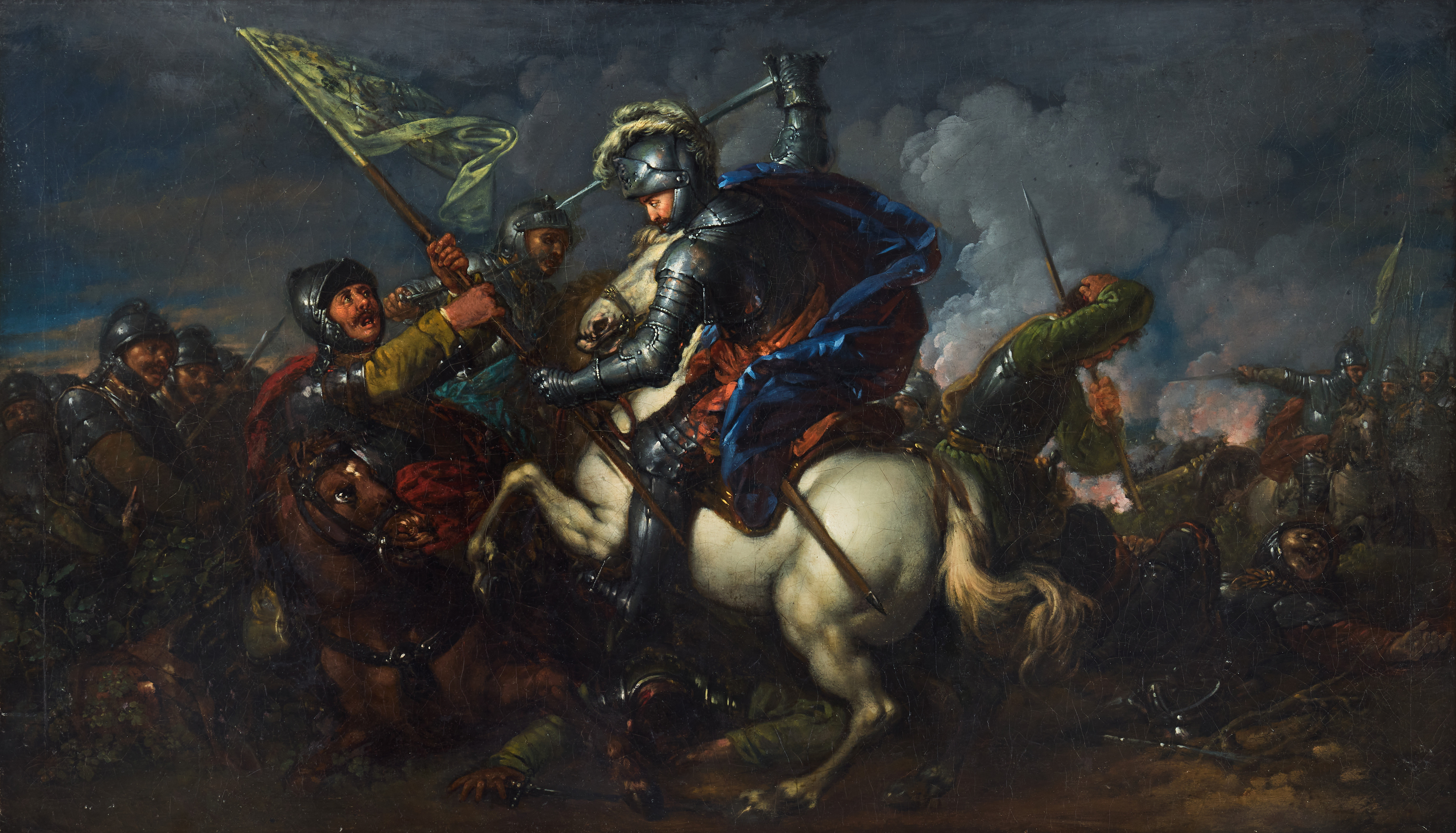 CHRISTIAN BERNHARD RODE (BERLIN 1725-1797). Circle of. Battle scene, possibly depicting The Battle of Mühlberg, 1547.