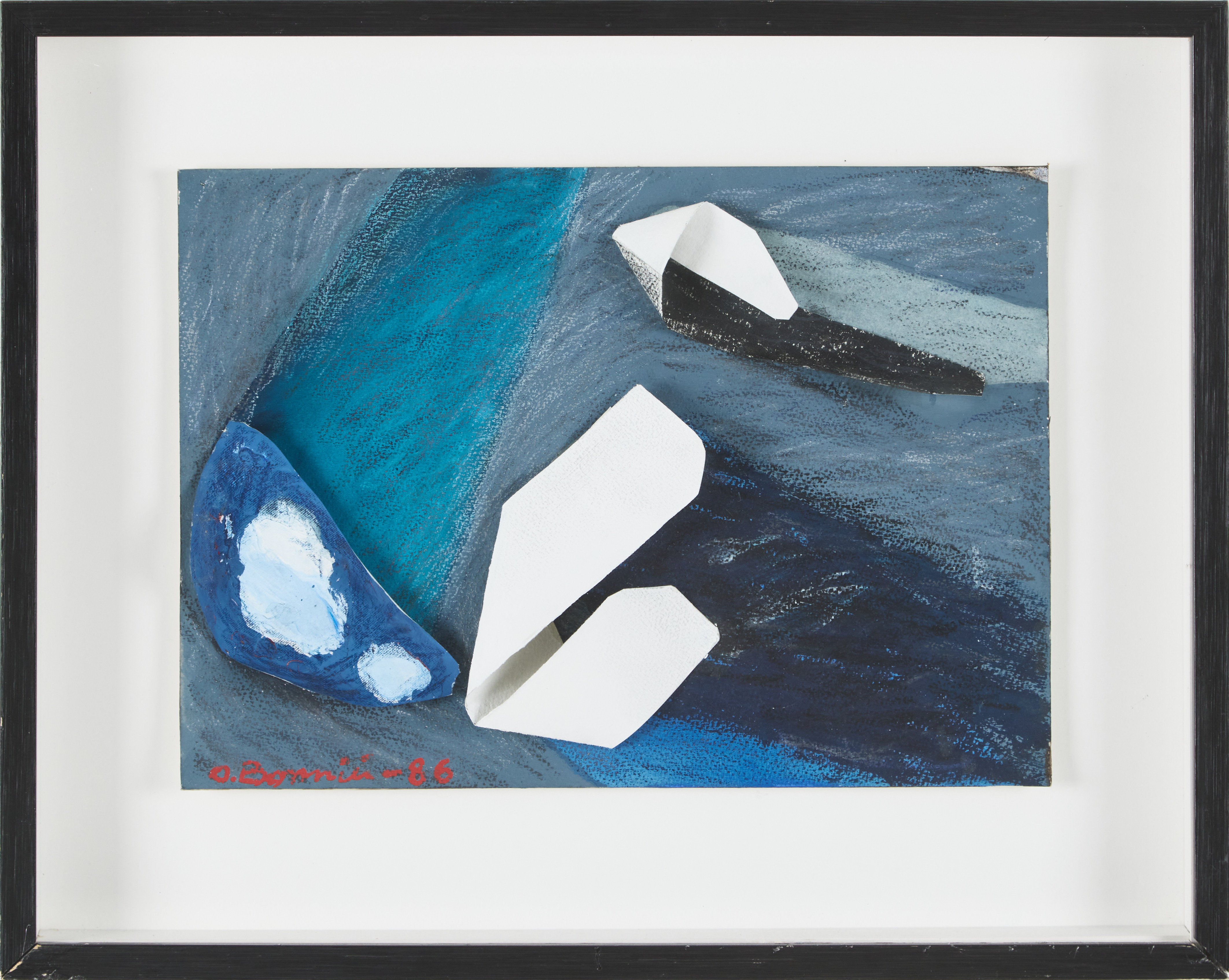 OLLE BONNIÉR. "Membran i rörelse", collage/ blandteknik.