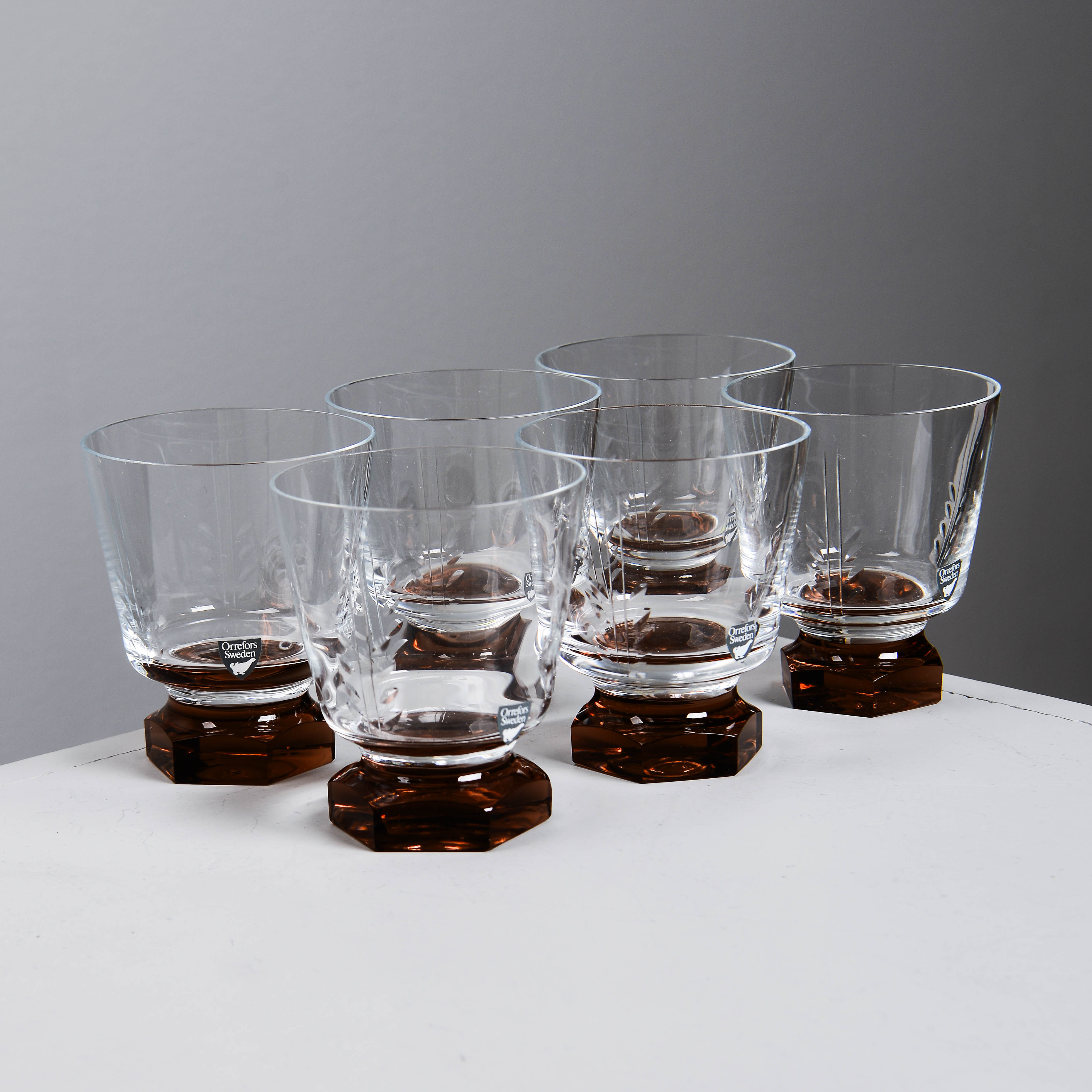 GUNNAR CYRÉN. "Versailles", old fashioned-glas, 6 st, Orrefors.