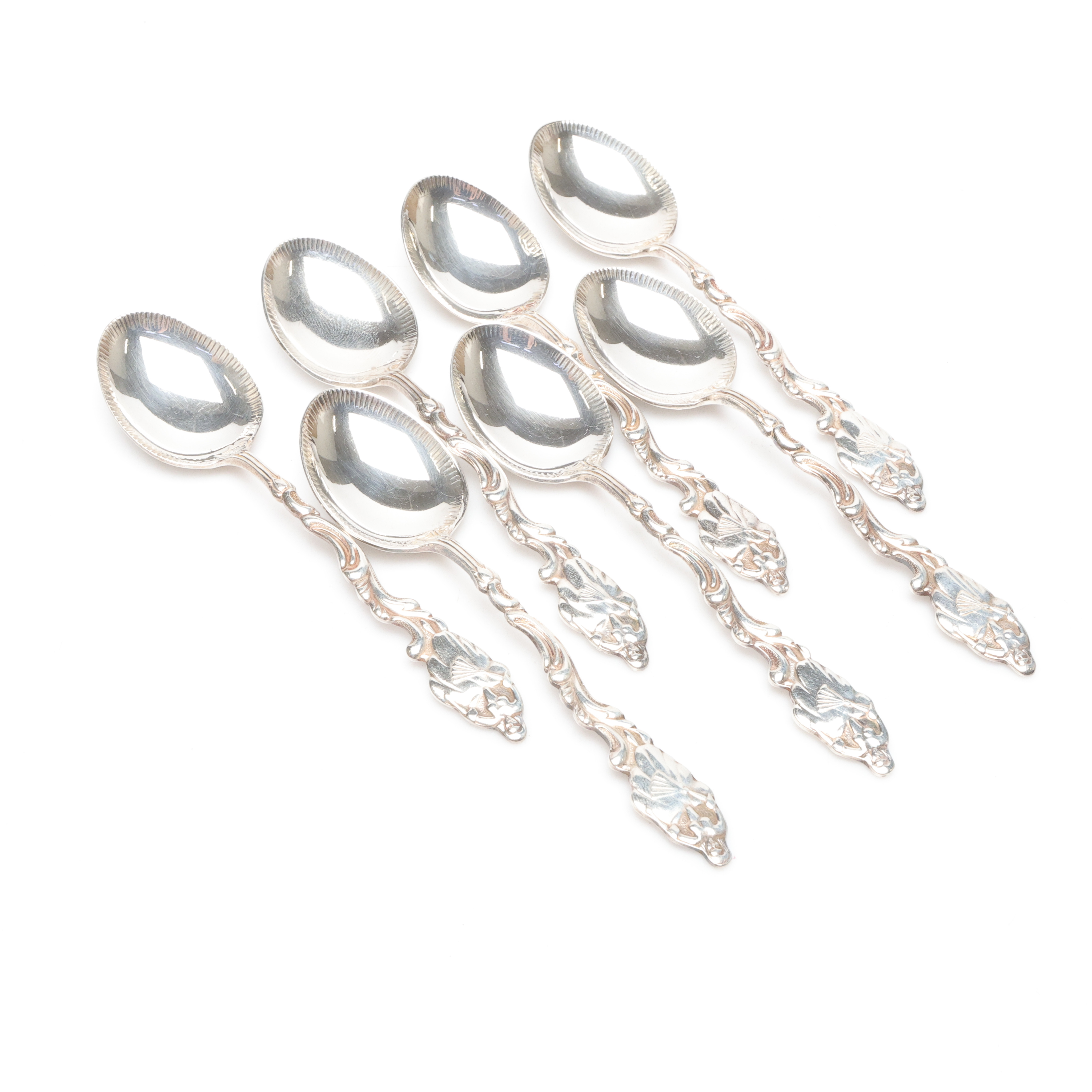 SKEDAR, 7st, silver, rokokostil, vikt ca 75gram.