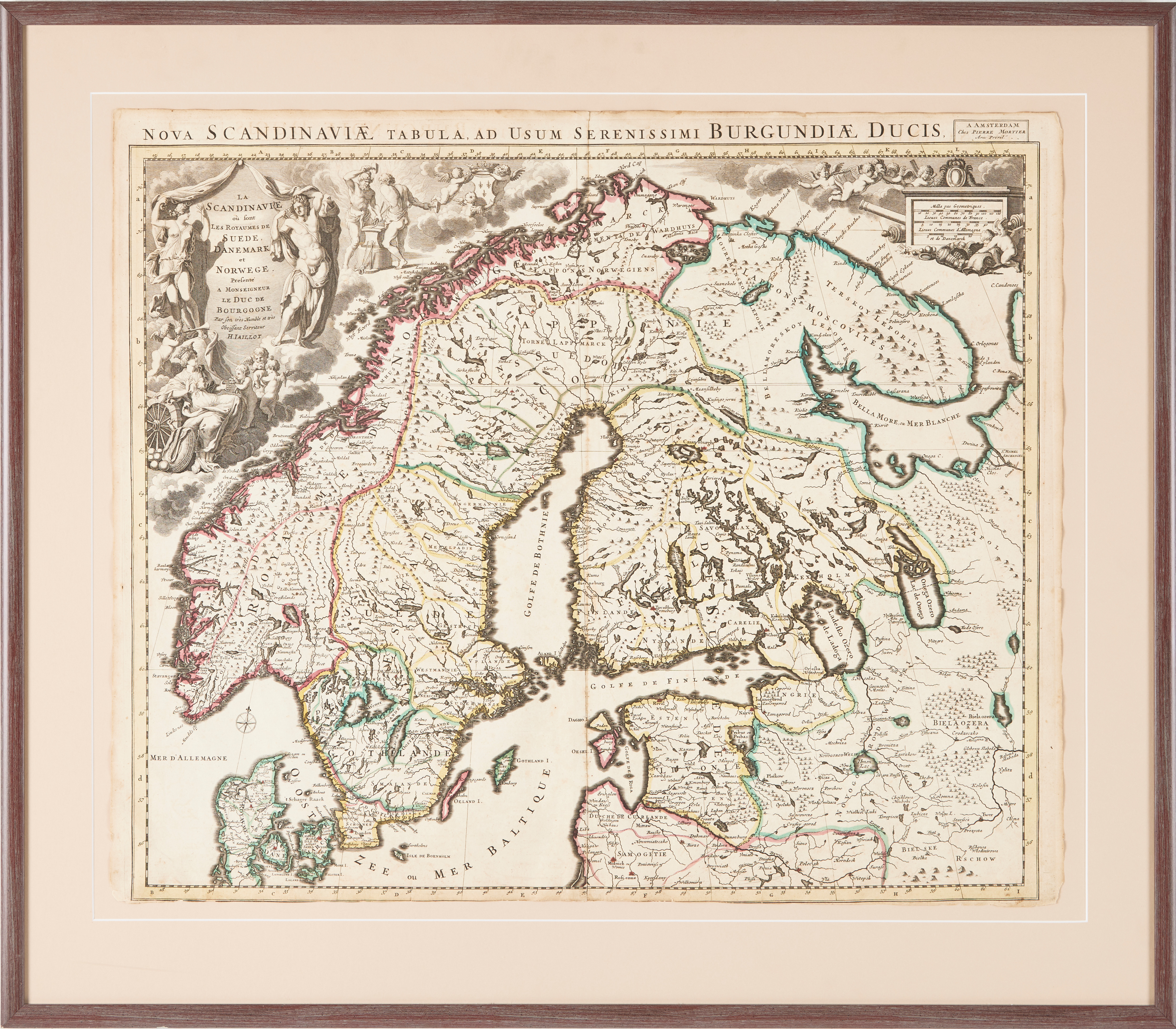 KARTA ÖVER SKANDINAVIEN MED BALTIKUM, JAILLOT, 1695.