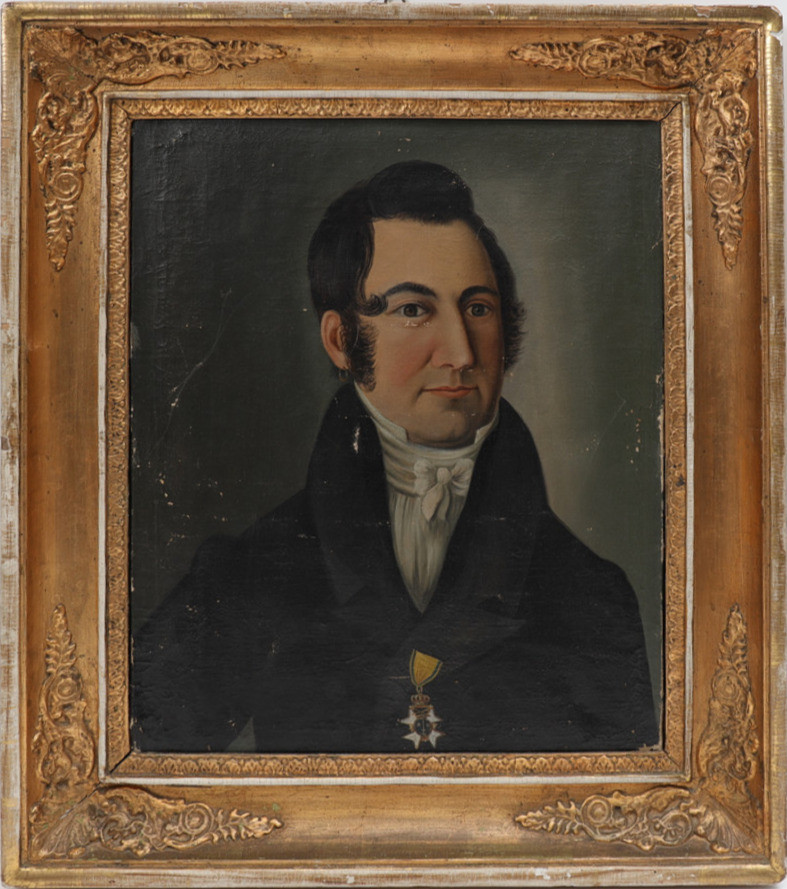 OKÄND KONSTNÄR. Motiv med man med svärdsorden, 1800-tal, oljemålning på duk.