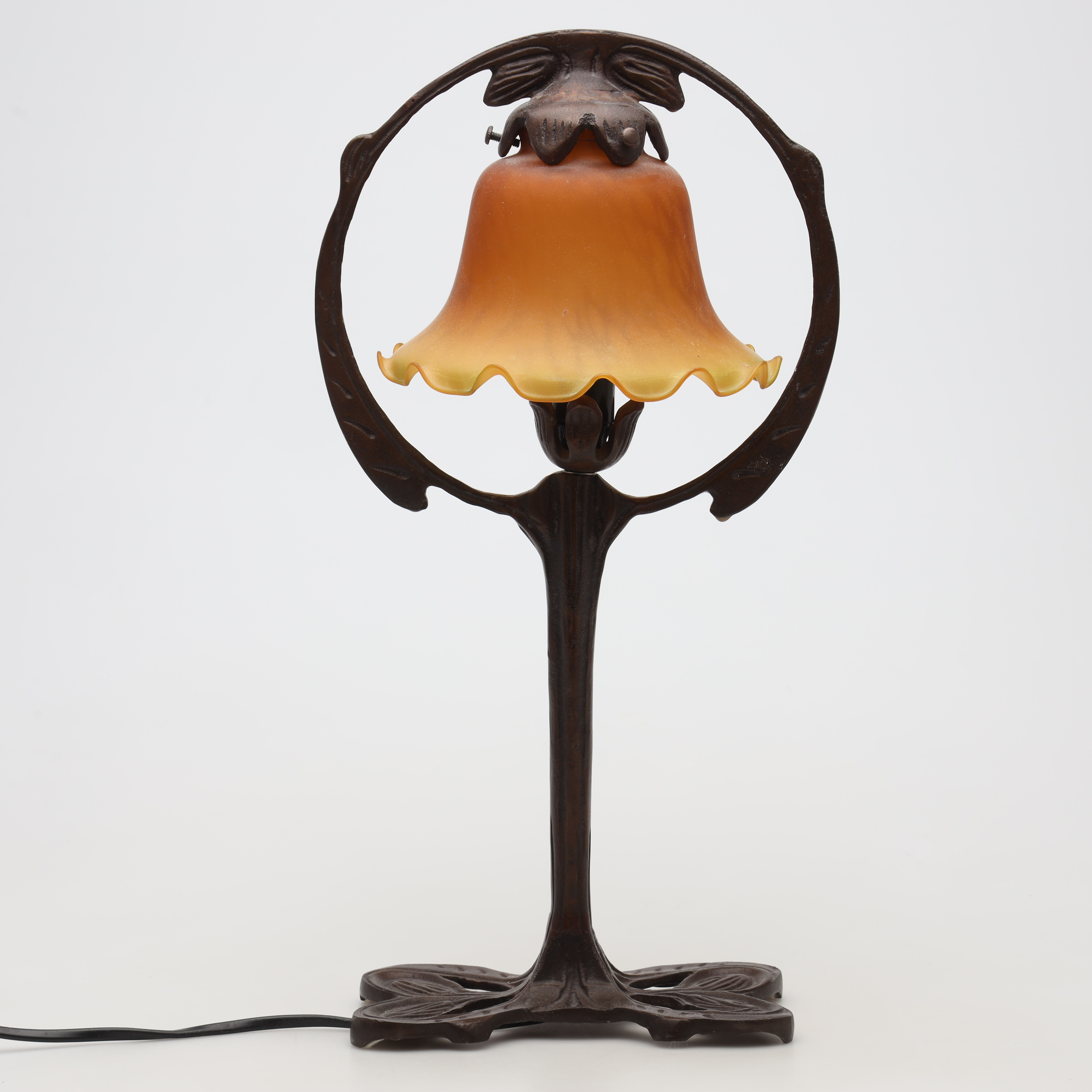 BORDSLAMPA, metall samt glas, jugendstil, Aneta.
