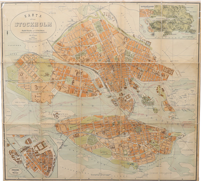 KARTA ÖVER STOCKHOLM, 1905, Rudolf brodin & CE Dahlman.