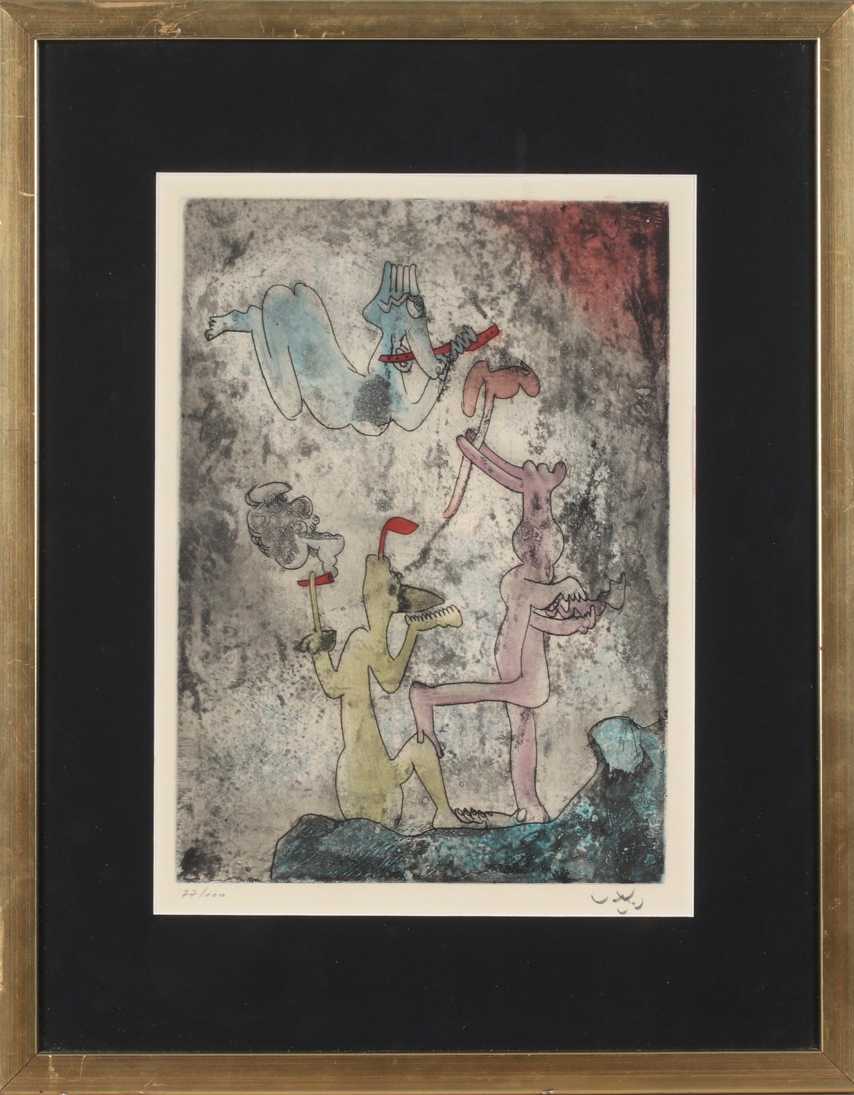 ROBERTO MATTA. Figurkomposition, etsning, signerad och numrerad 77/100.