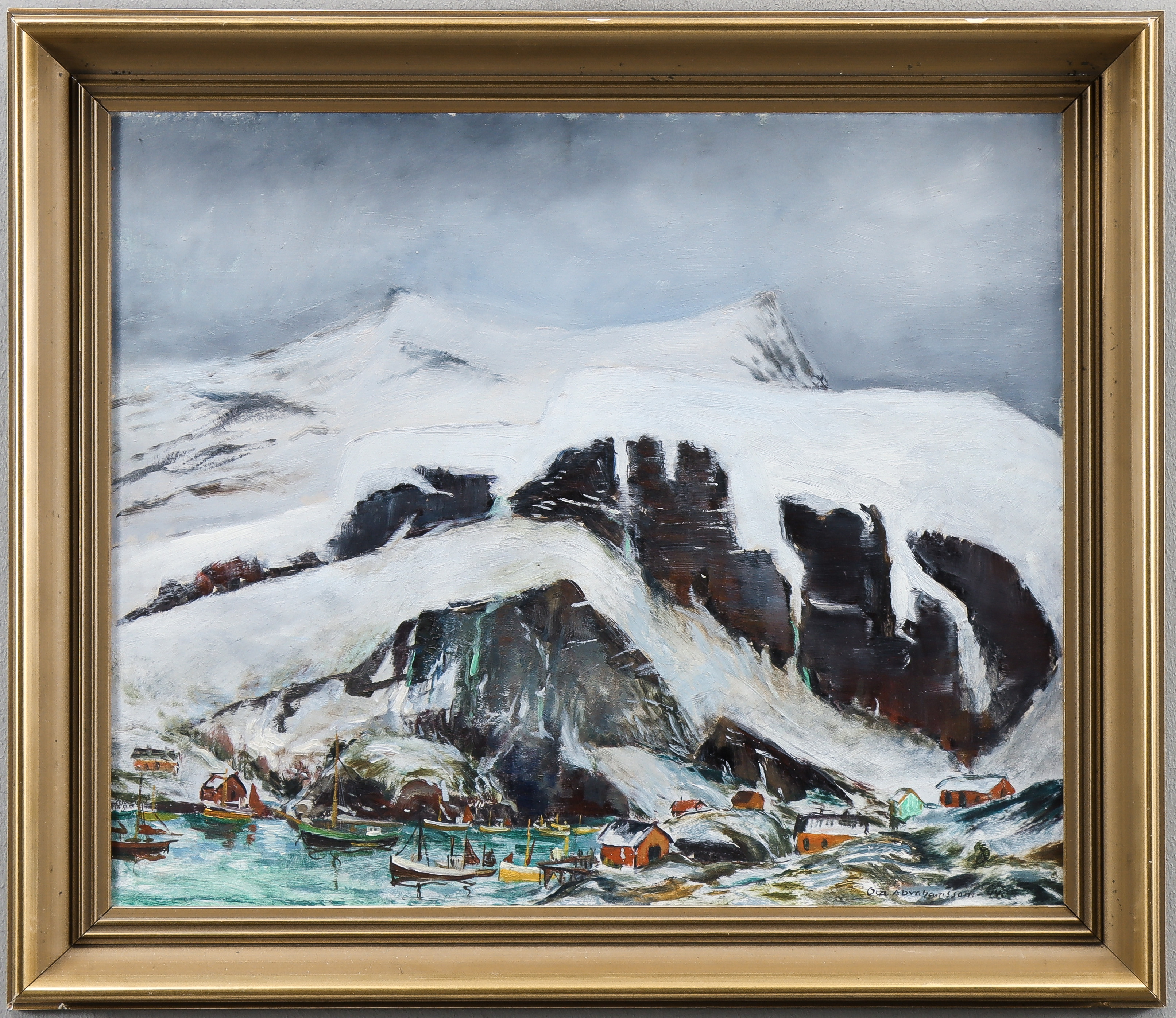 OLA ABRAHAMSSON. Olja på duk, signerad -44.