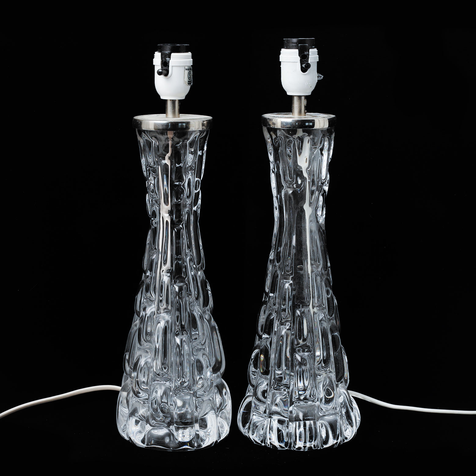 CARL FAGERLUND. Bordslampor, ett par, glas, Orrefors.