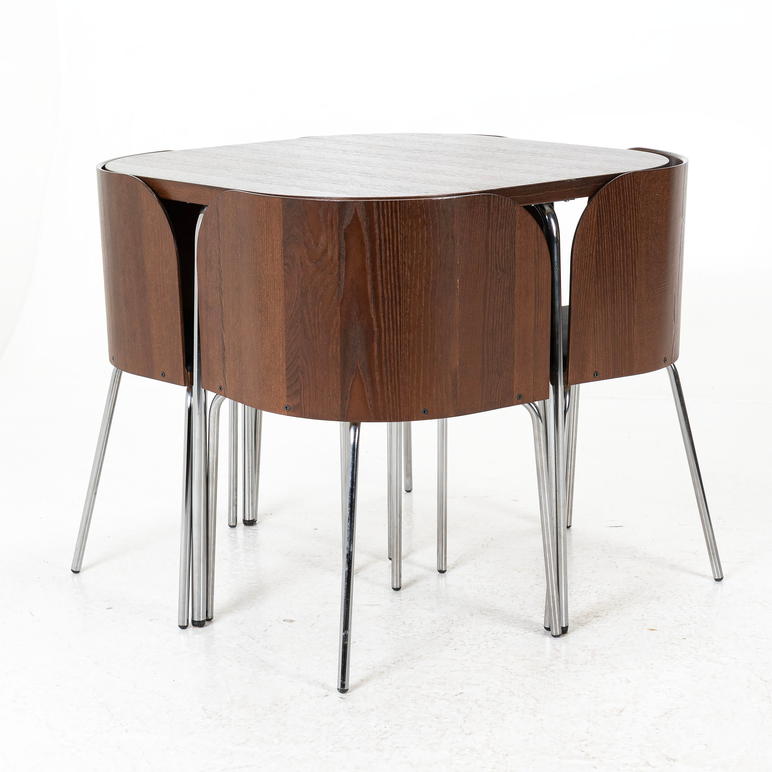 SANDRA KRAGNERT. Matgrupp, 5 delar, benställning i krom, "Fusion", Ikea.