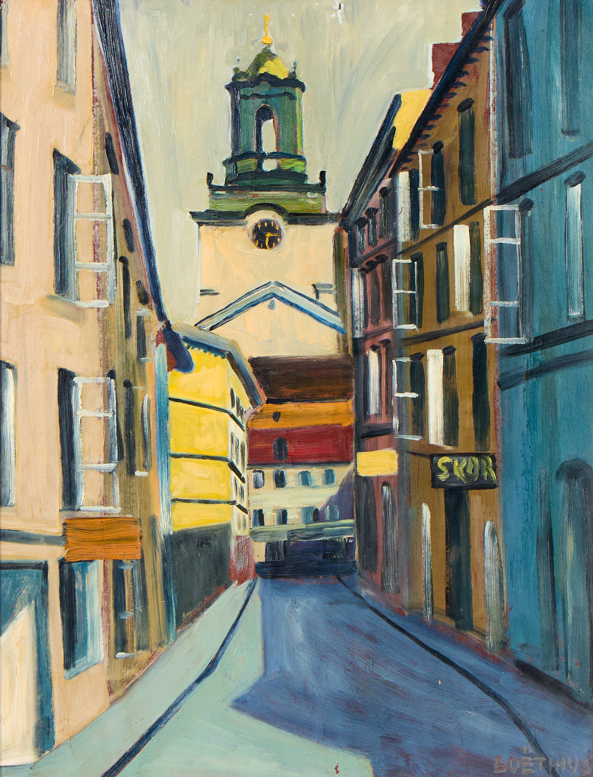 LARS BOËTHIUS. Vy från Gamla stan med Storkyrkan.