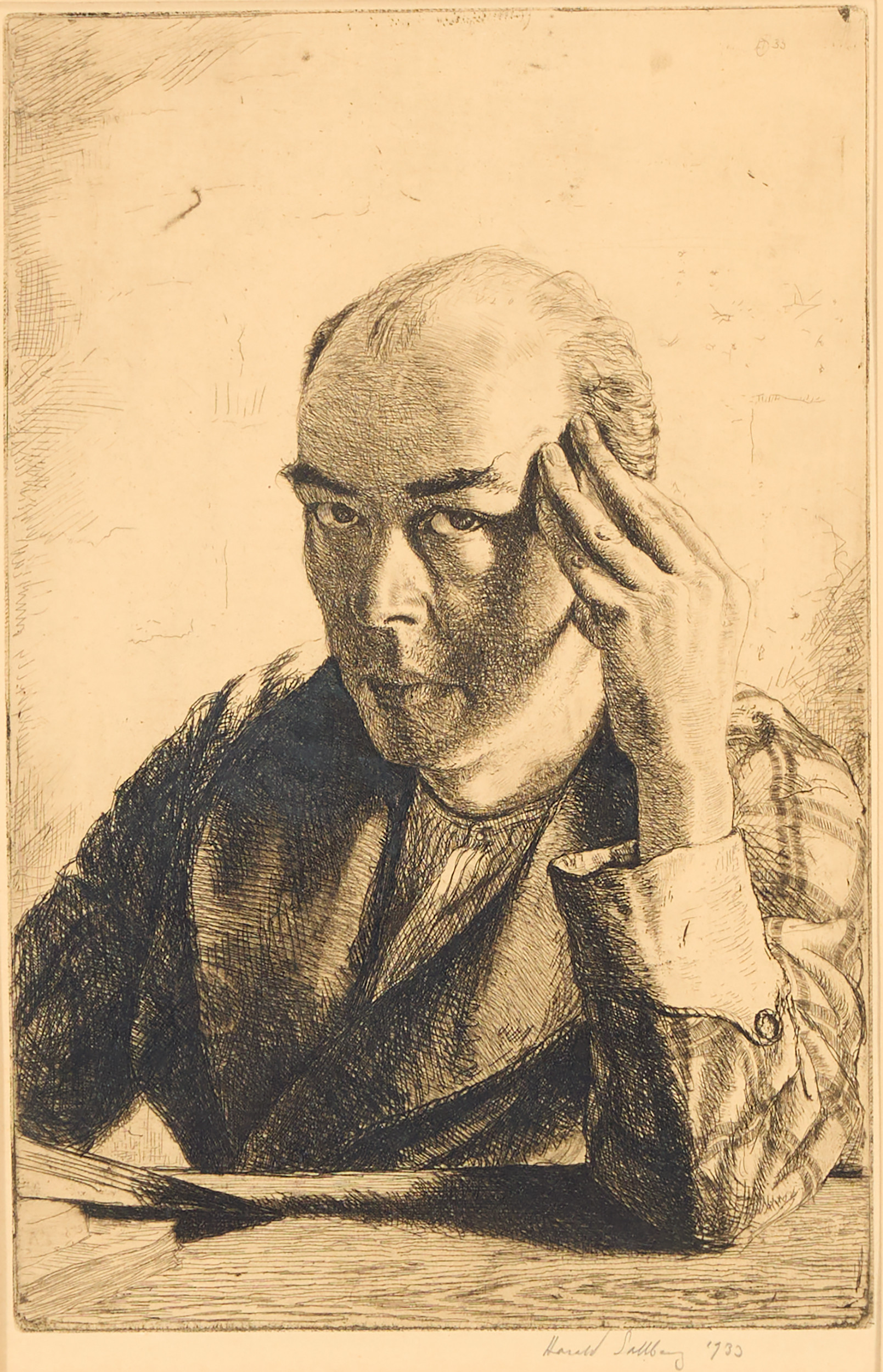 HARALD SALLBERG. "Självporträtt, läsande".