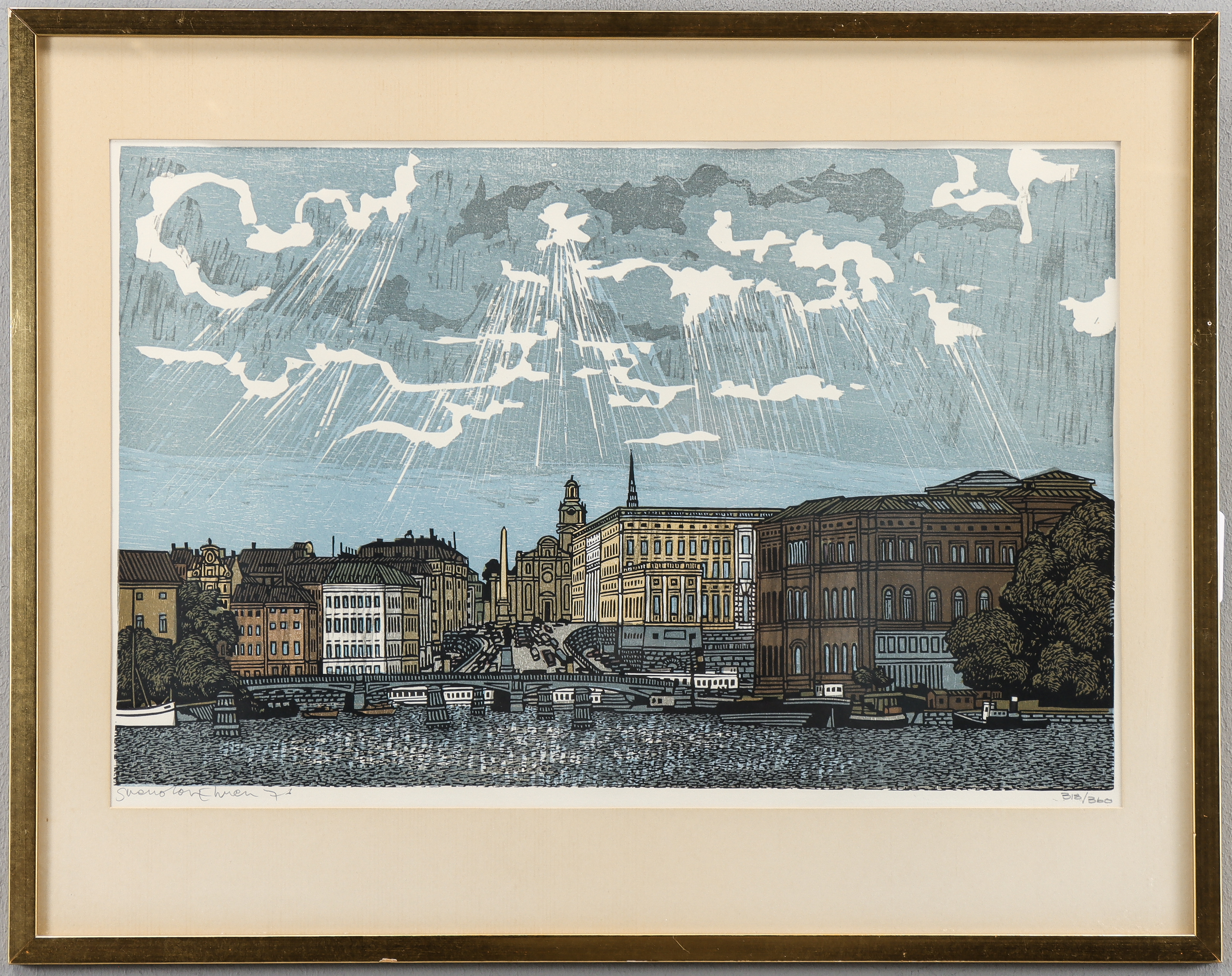 SVENOLOF EHRÉN. Träsnitt 318/360, signerat 76.