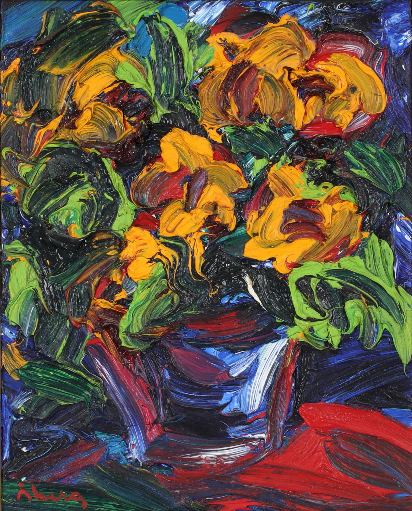 BENGT ÅBERG. Blomster, olja på duk, signerad.