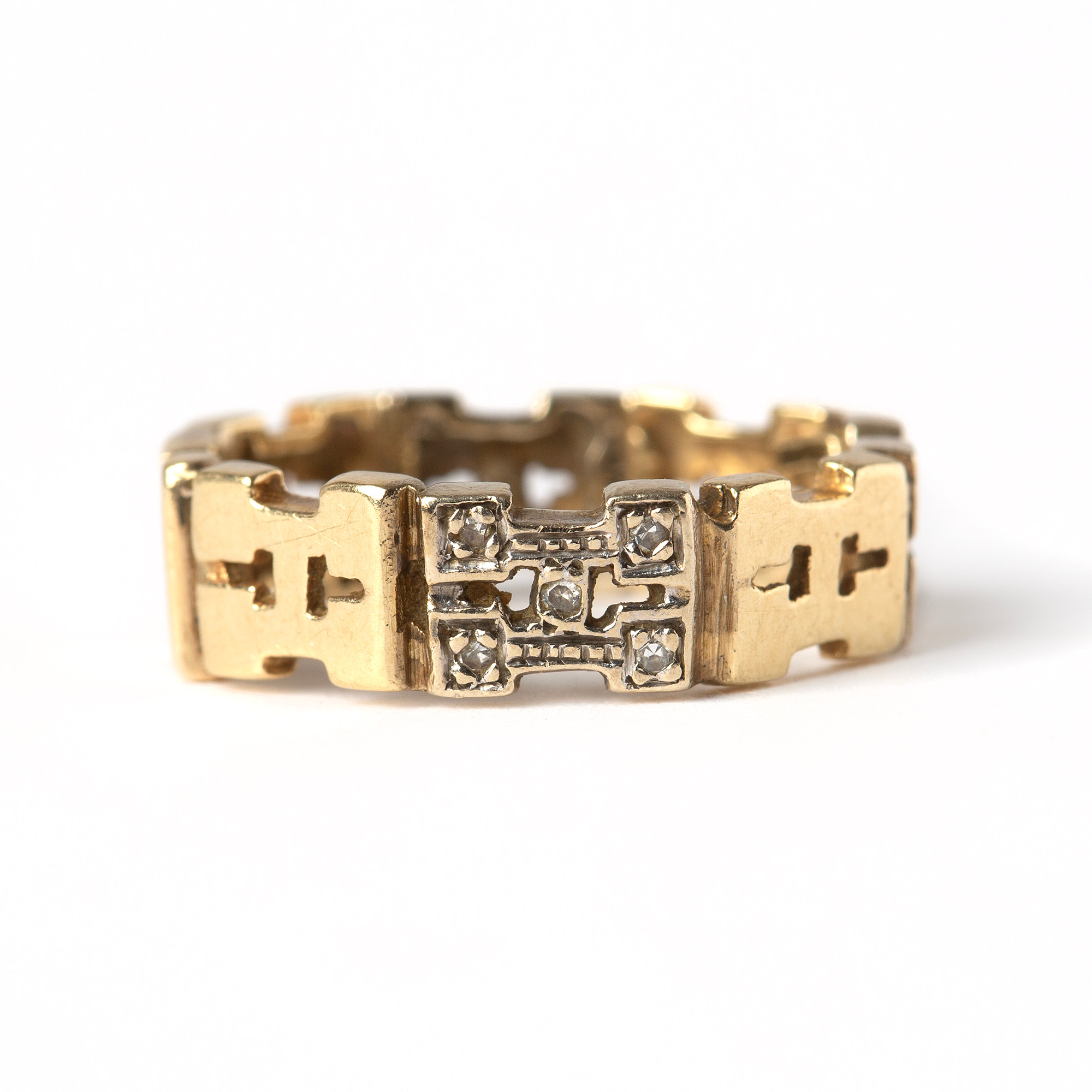 RING, 18K guld och vitguld med åttkantslipade diamanter.