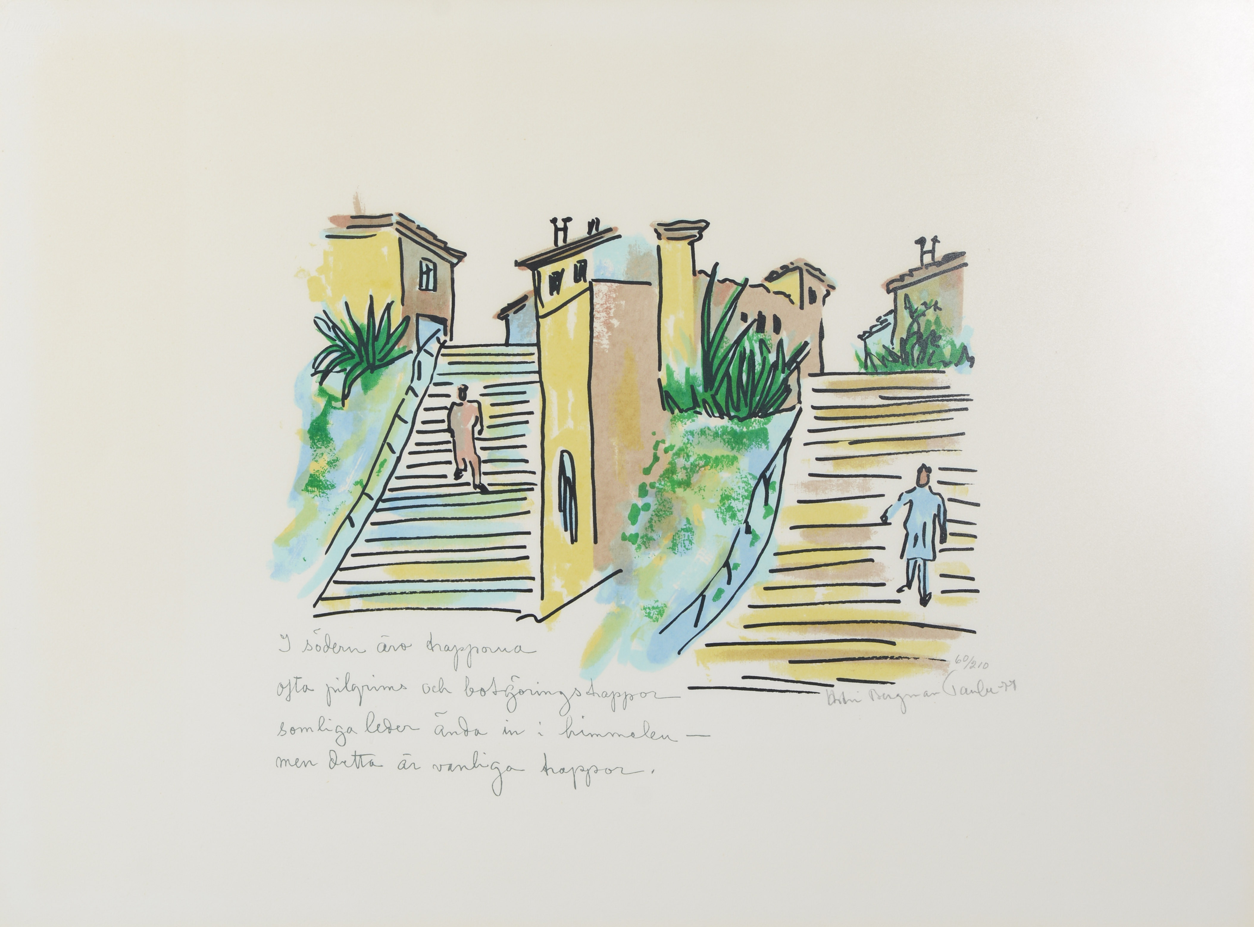 ASTRI BERGMAN-TAUBE. Ur Antibes-serien, färglitografi, signerad, numrerad 60/210, daterad -77.