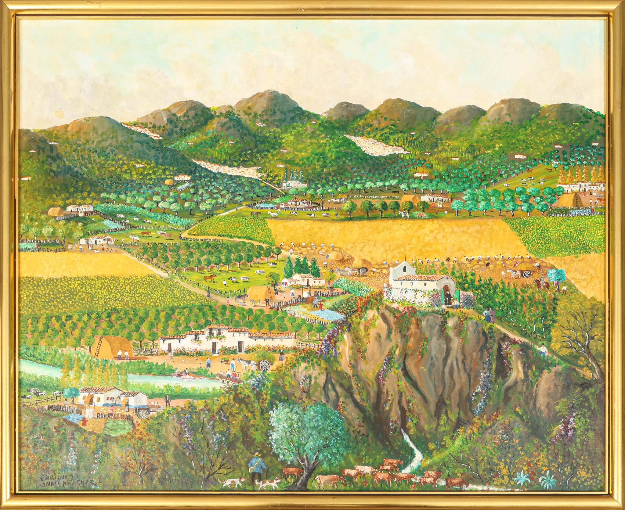 ENRIQUE ARNALER RACHEZ. Olja på duk, jordbrukslandskap, Spanien, signerad. 1900-talets andra hälft.