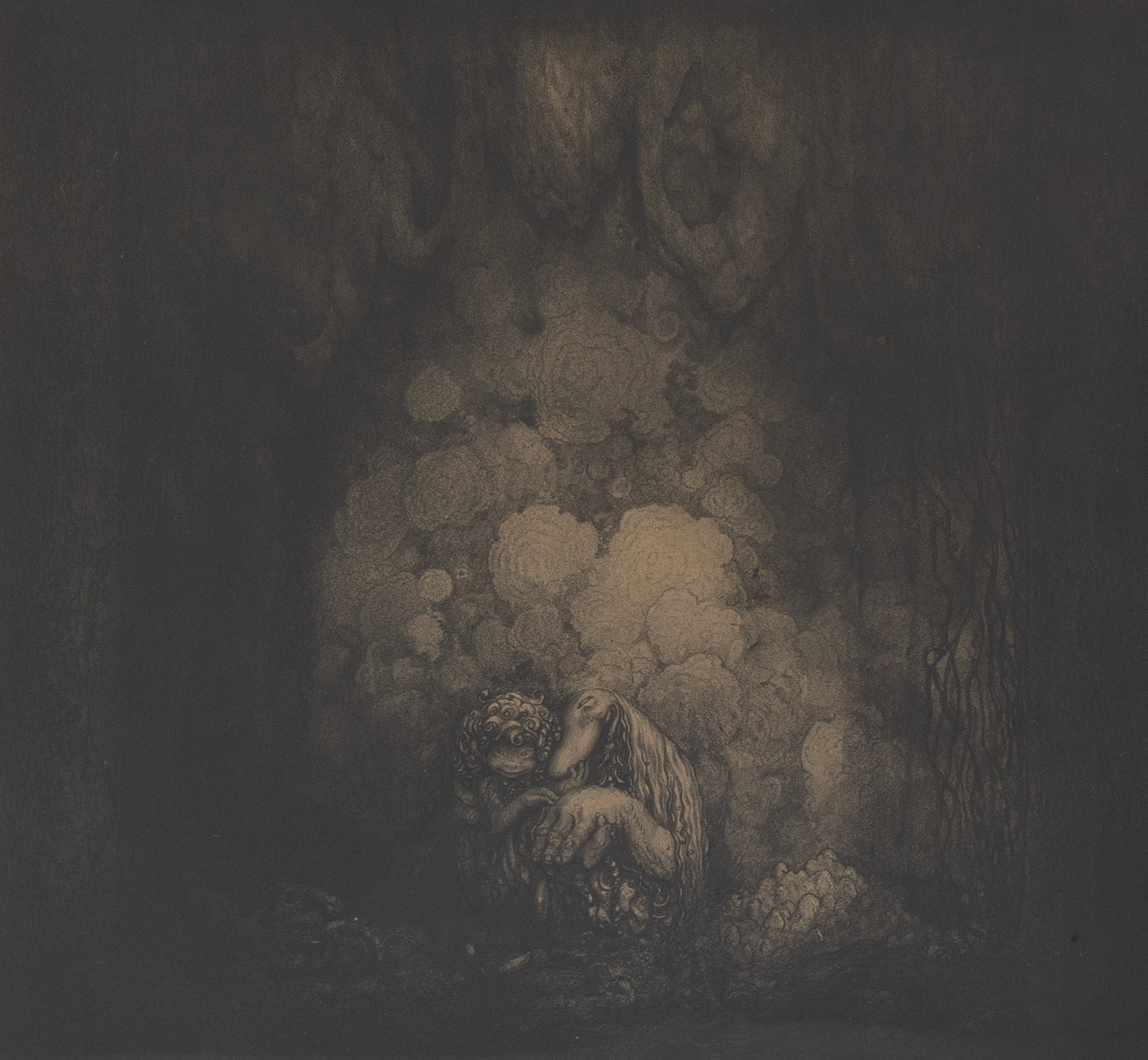 JOHN BAUER. "Humpe och hans mamma", ur Troll, litografi, osignerad.