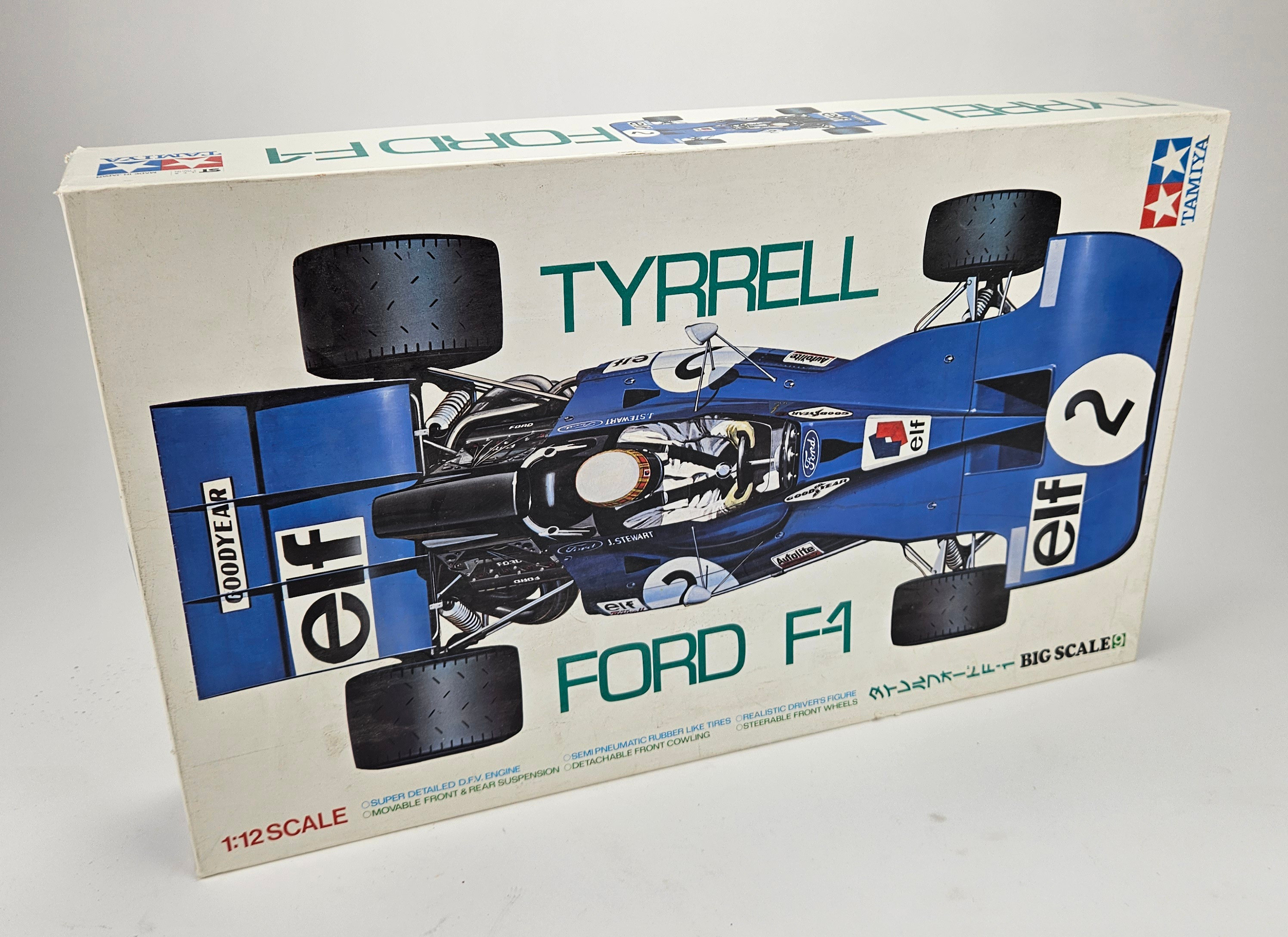 BYGGMODELL, skala 1:12, Tyrrell Ford F-1, Tamiya, Japan.