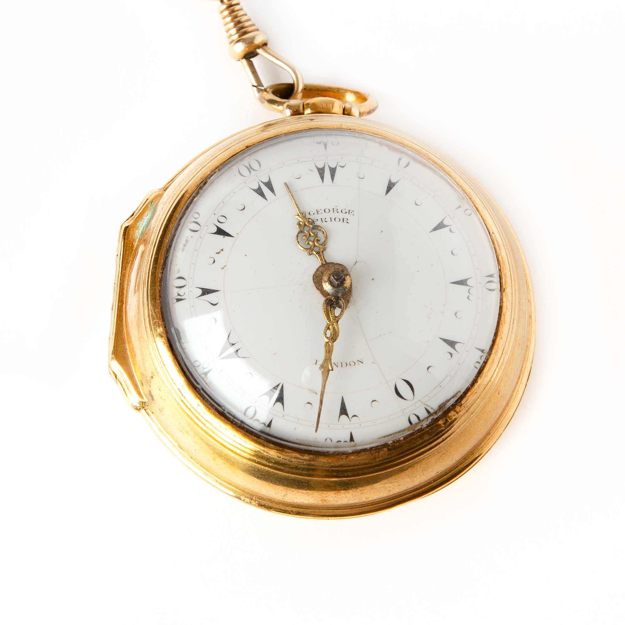 GEORG PRIOR, fickur, 58 mm, förgylld metall, tillverkat i England för den osmanska marknaden, ca 1790.