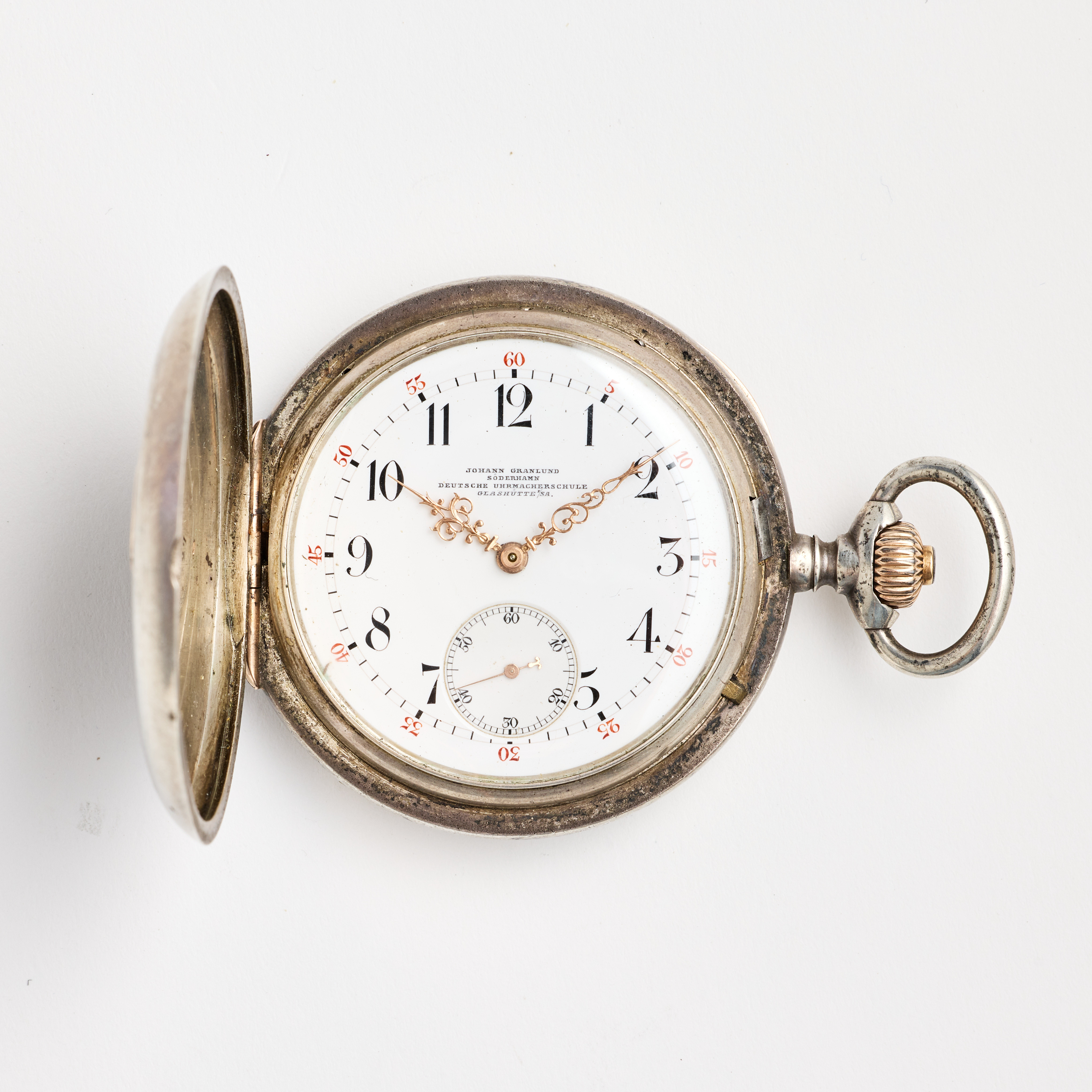 JOHANN GRANLUND, Söderhamn, Deutscher Uhrmacherschule, Glashütte SA, fickur, 54,3 mm, savonett, silver, ca 1890.