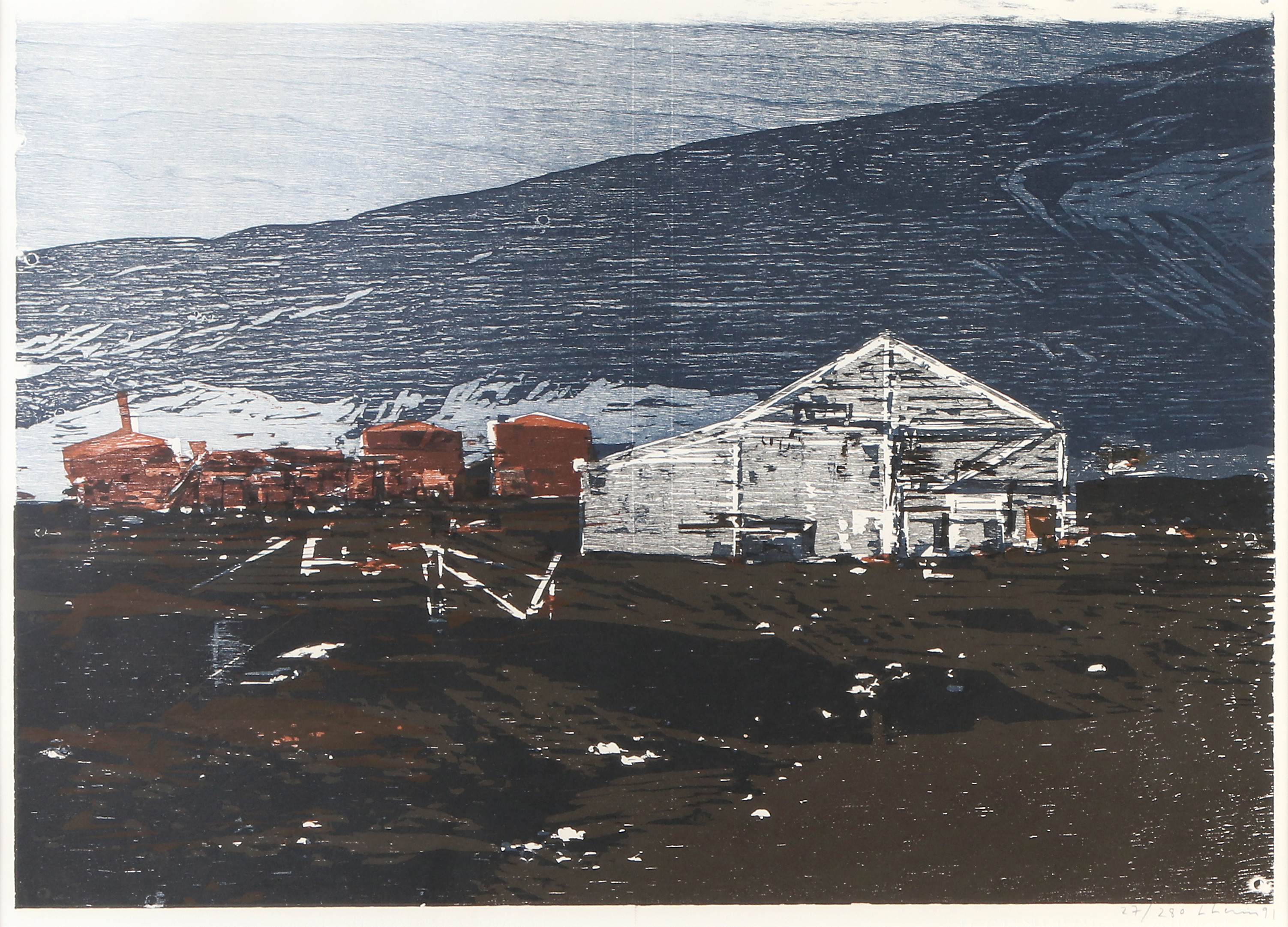 LARS LERIN. Träsnitt, 27/280. "Deception Island". Signerad.