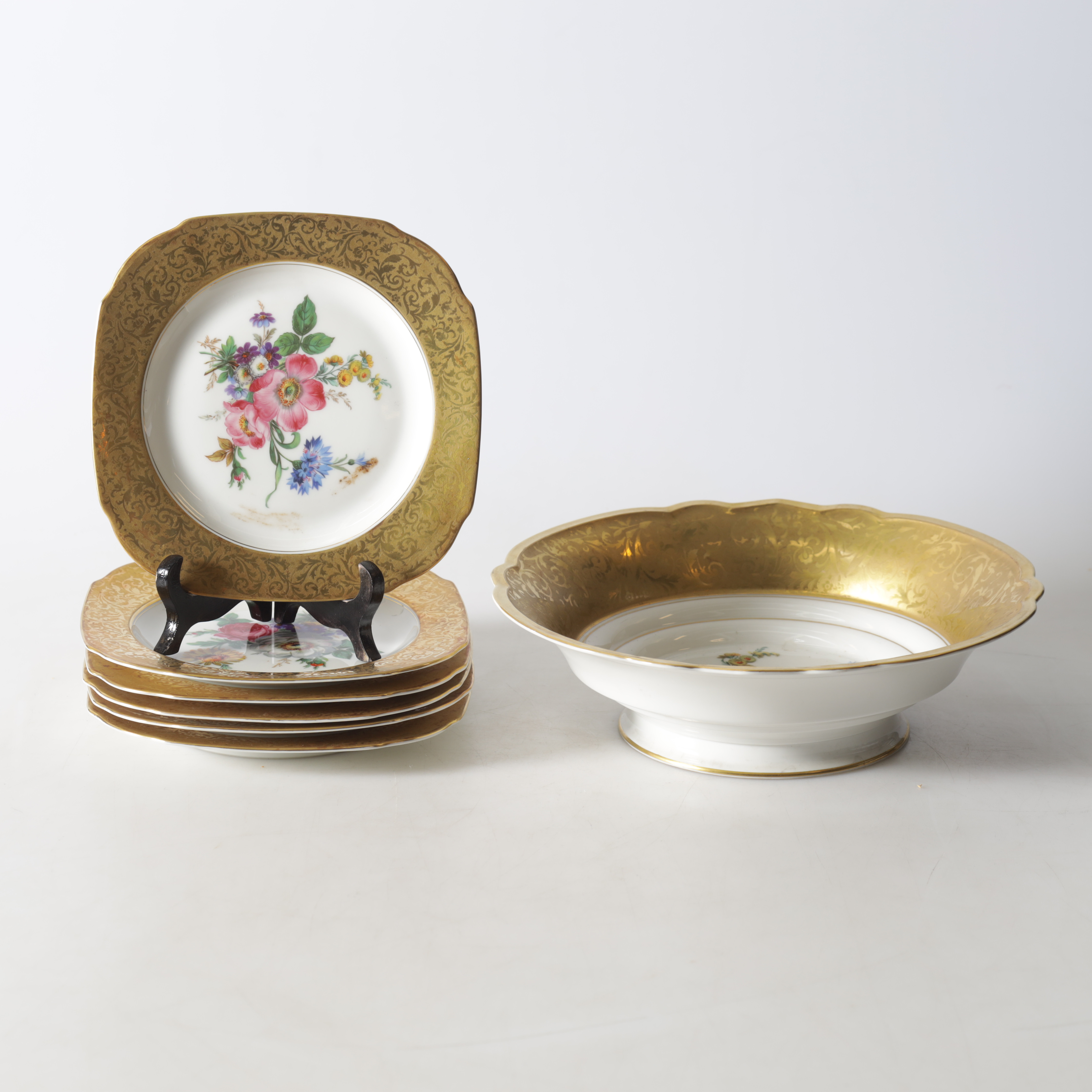 SERVISDELAR, 7 st, porslin, "Alt Brabant Gold", Rosenthal, Tyskland.