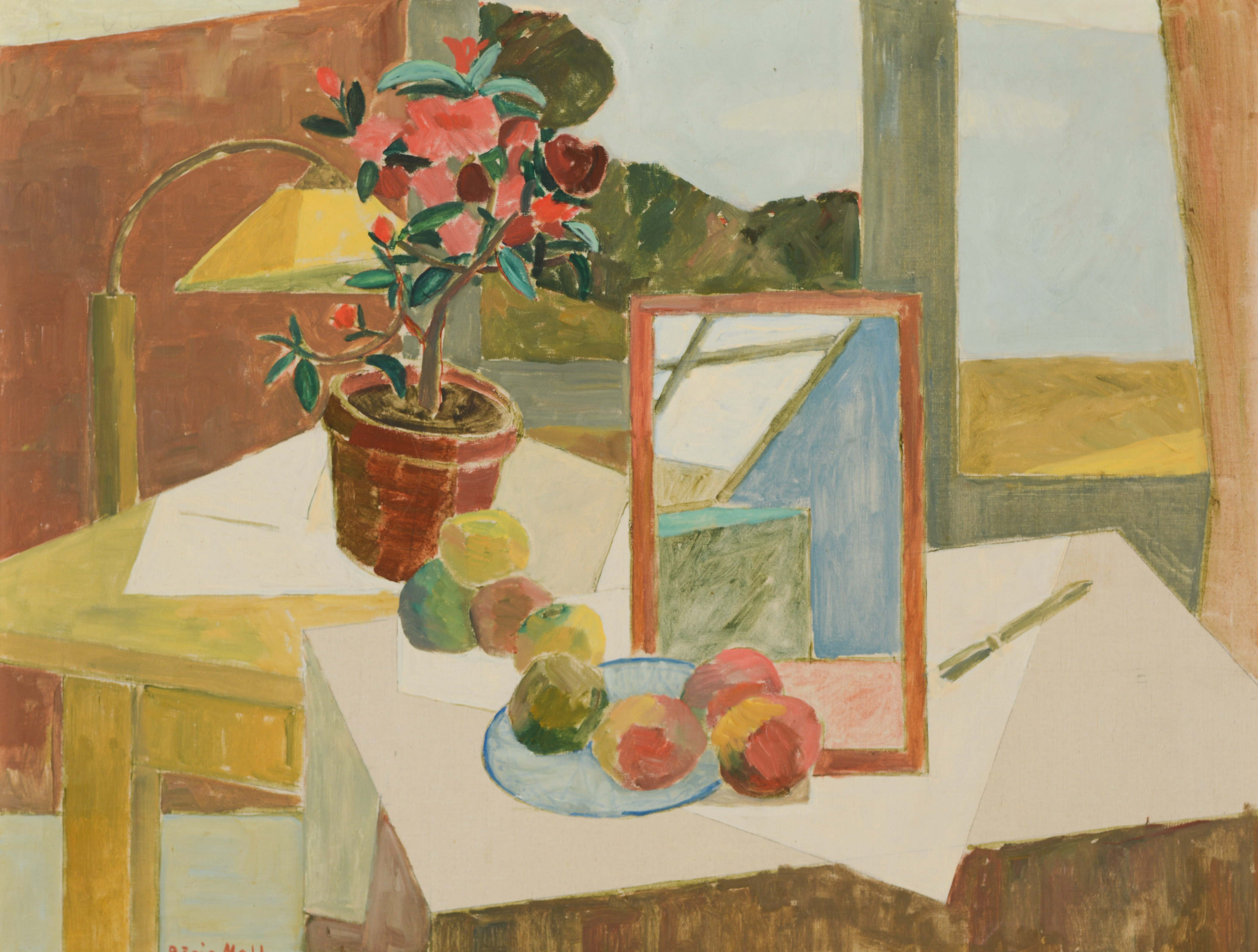 BÖRJE MELL. "Azalea", olja på duk, signerad.