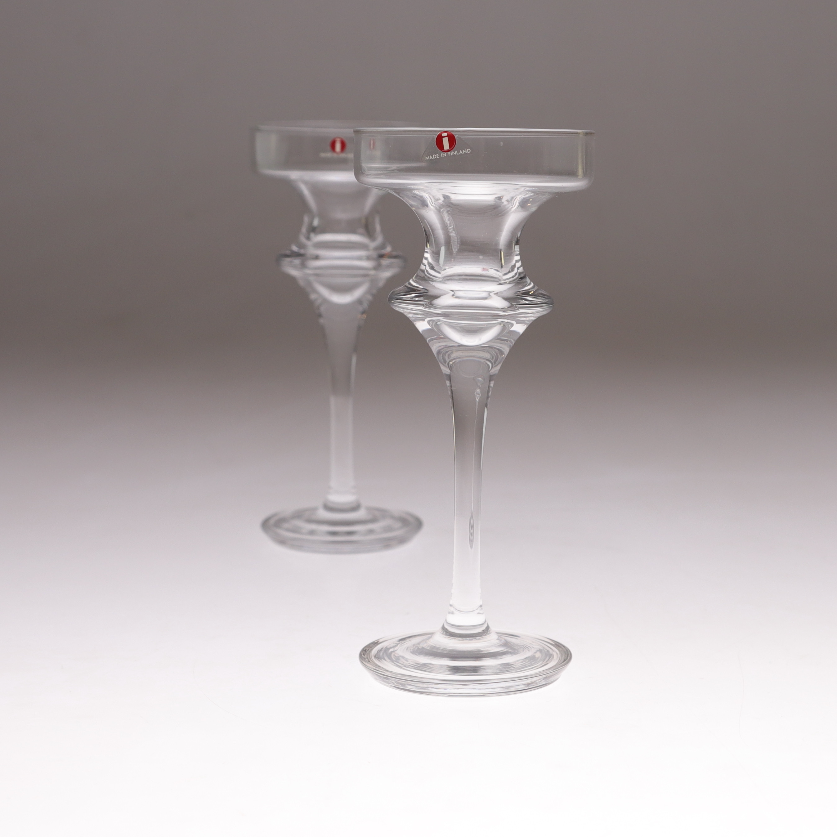 TIMO SARPANEVA. ljusstakar, 1 par, glas, "Fiesta", Iittala, Finland.