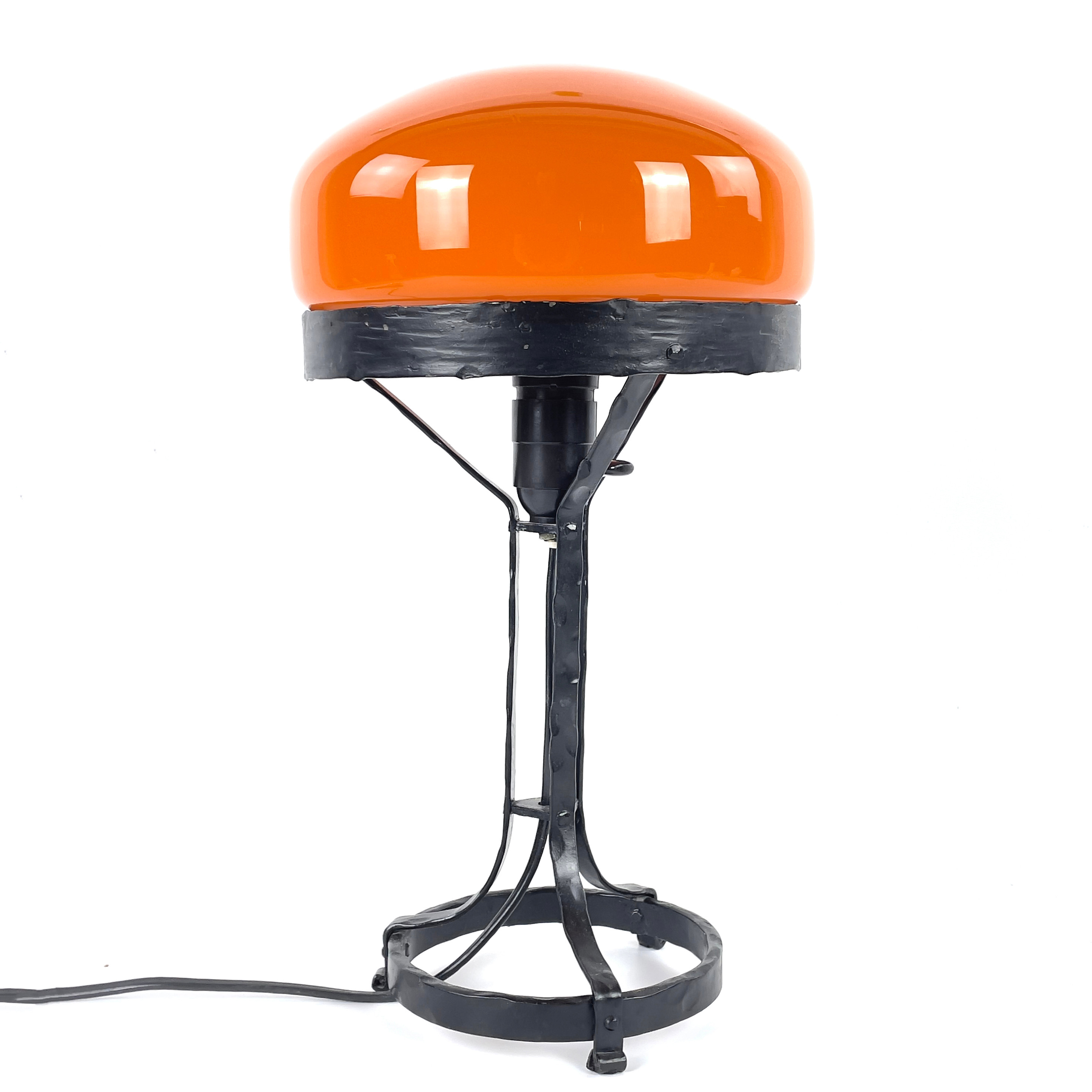 BORDSLAMPA, smide/glas, Strindbergsmodell.