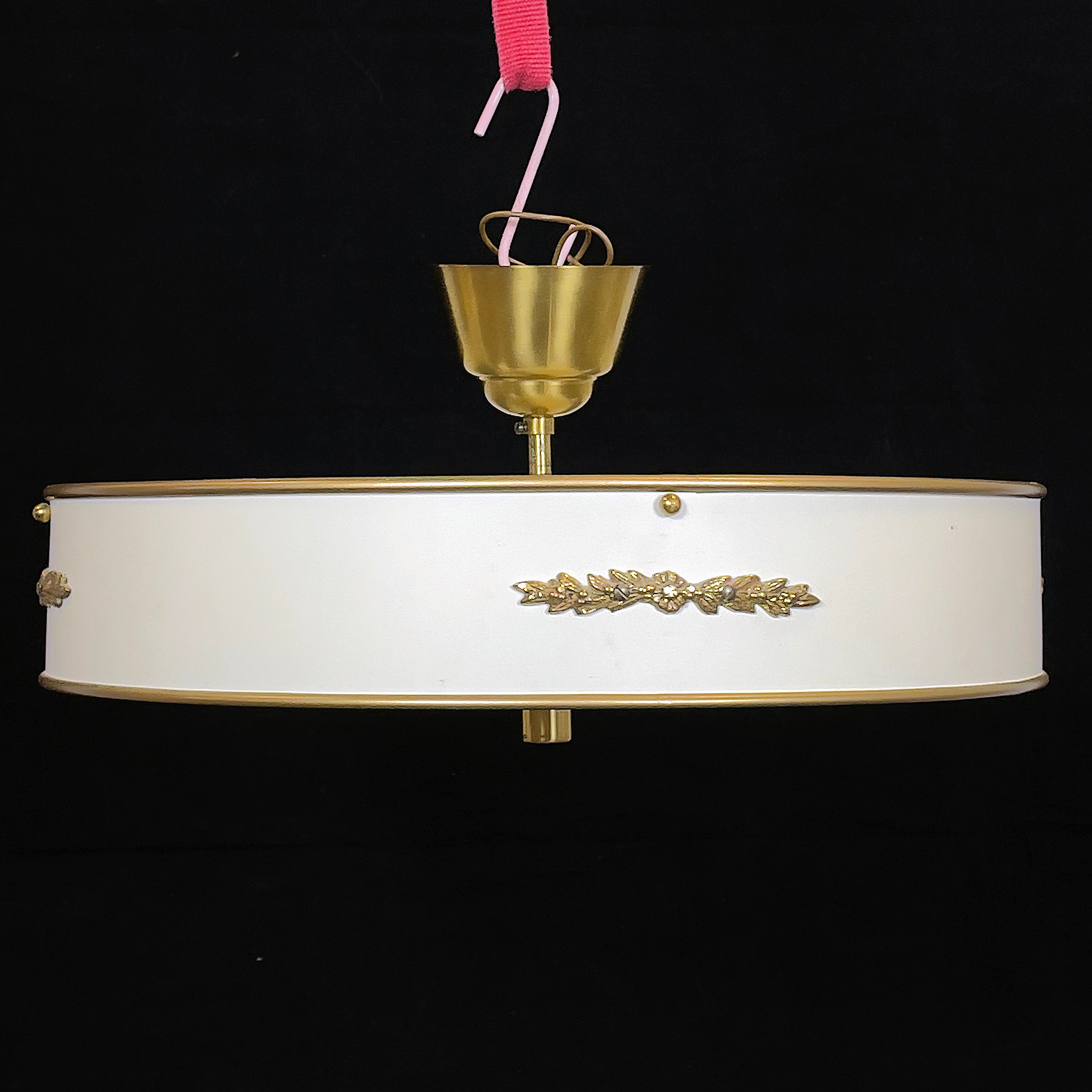 TAKLAMPA med glasskiva, plafondmodell, empirestil, 1900-talets mitt.