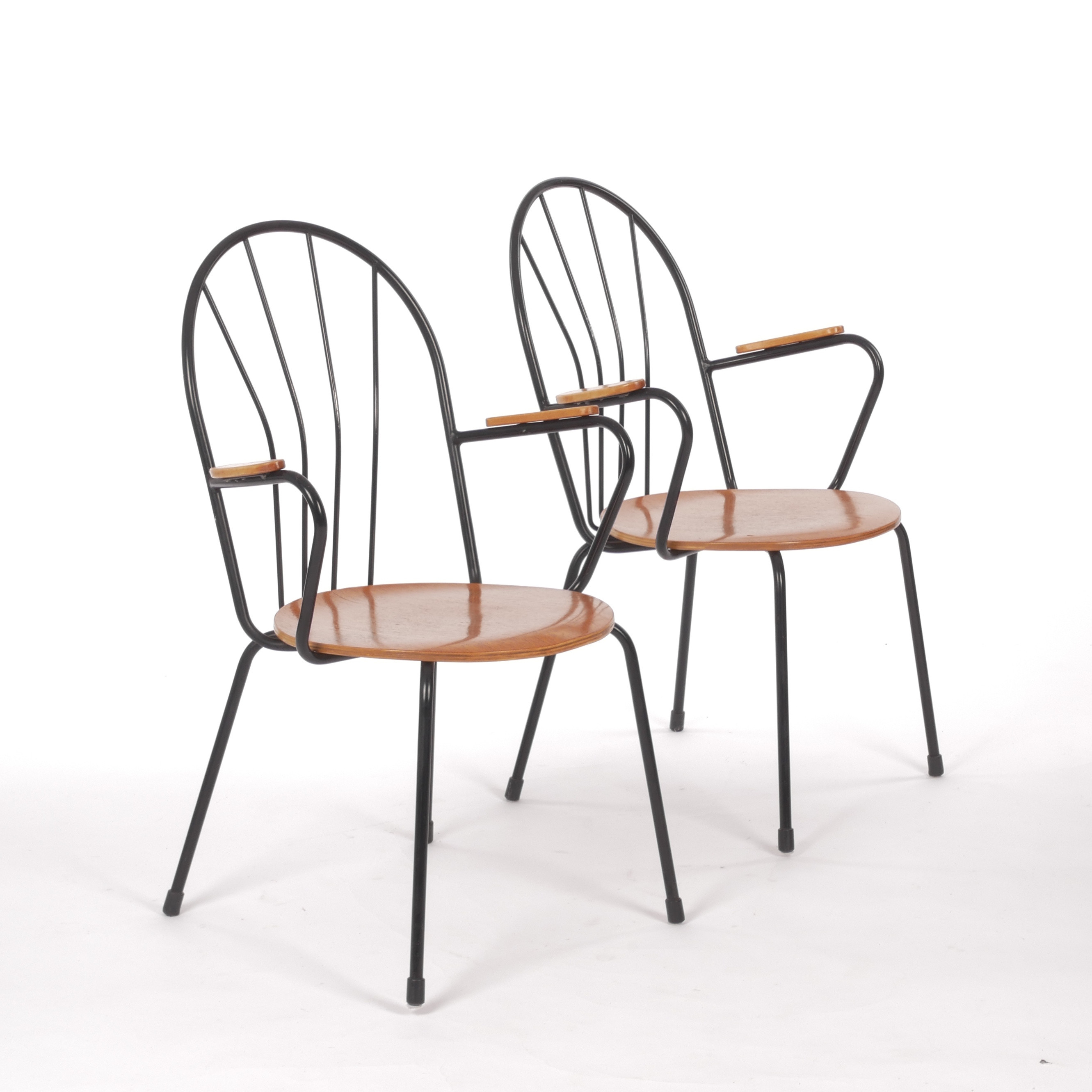 EDVIN STÅHL. Karmstolar, ett par, "Spindeln", teak och stålrör, Effk möbler, Lammhult.