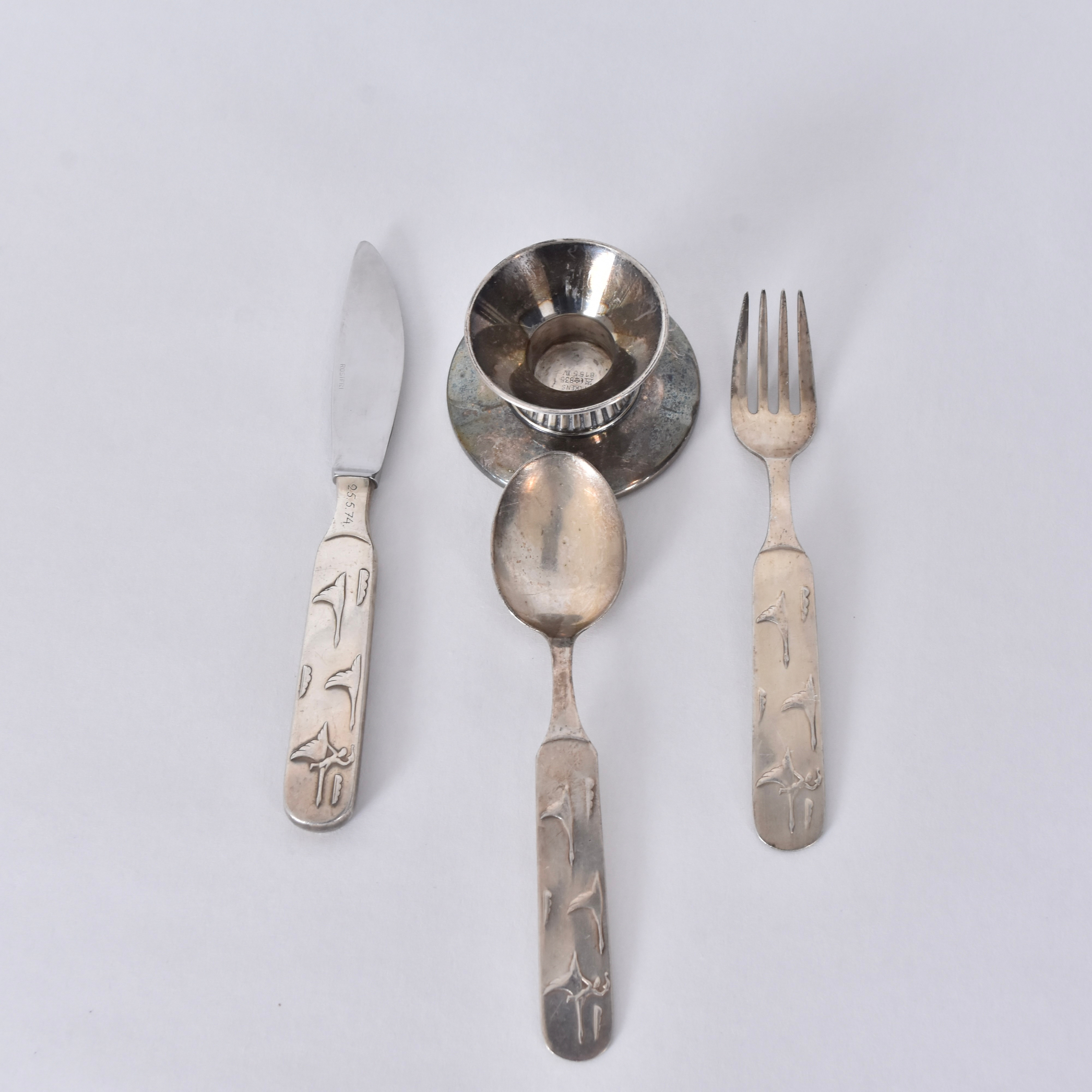 BESTICK SAMT LJUSSTAKE, silver, 1900-tal.