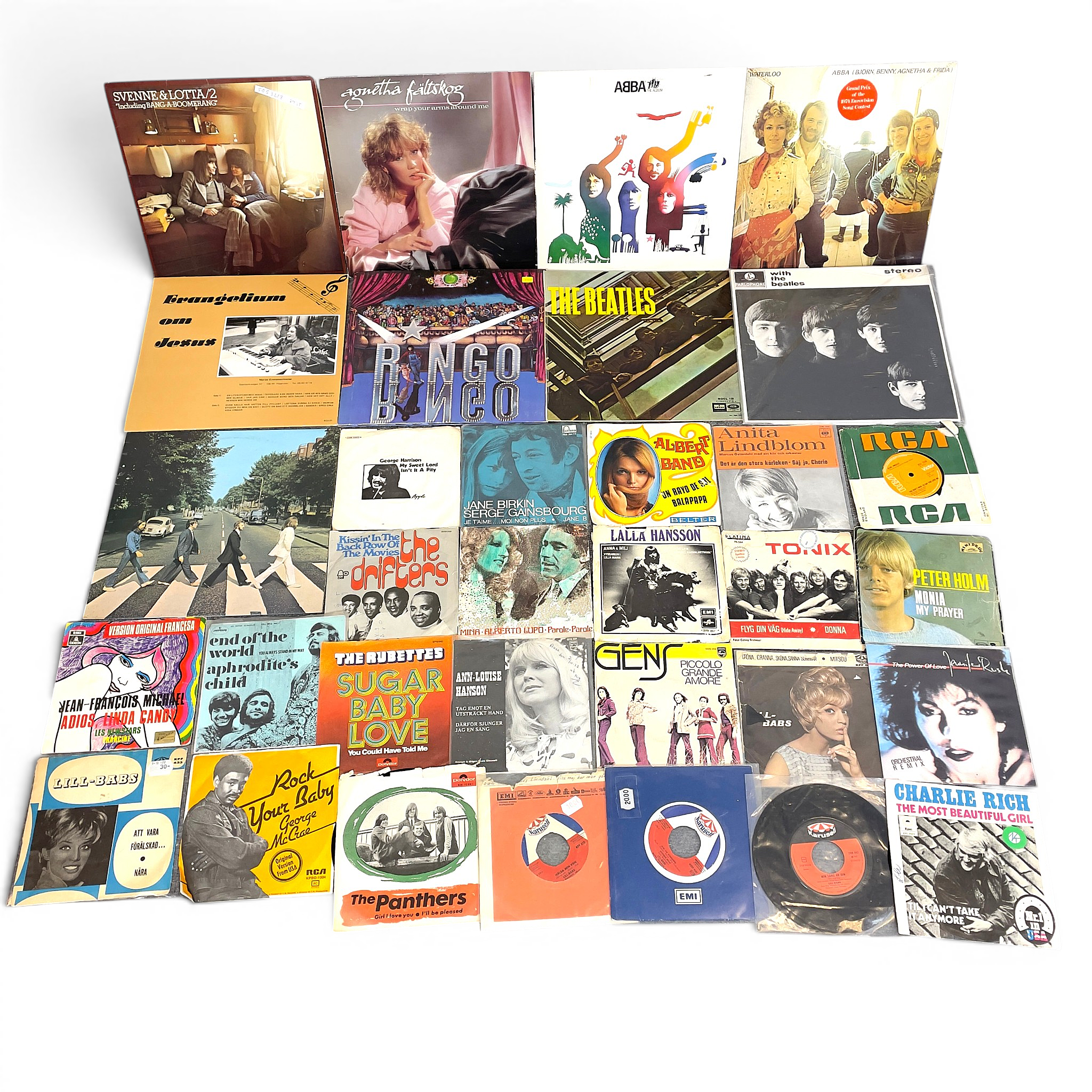 PARTI VINYLSKIVOR, 34 st, LP och singlar.