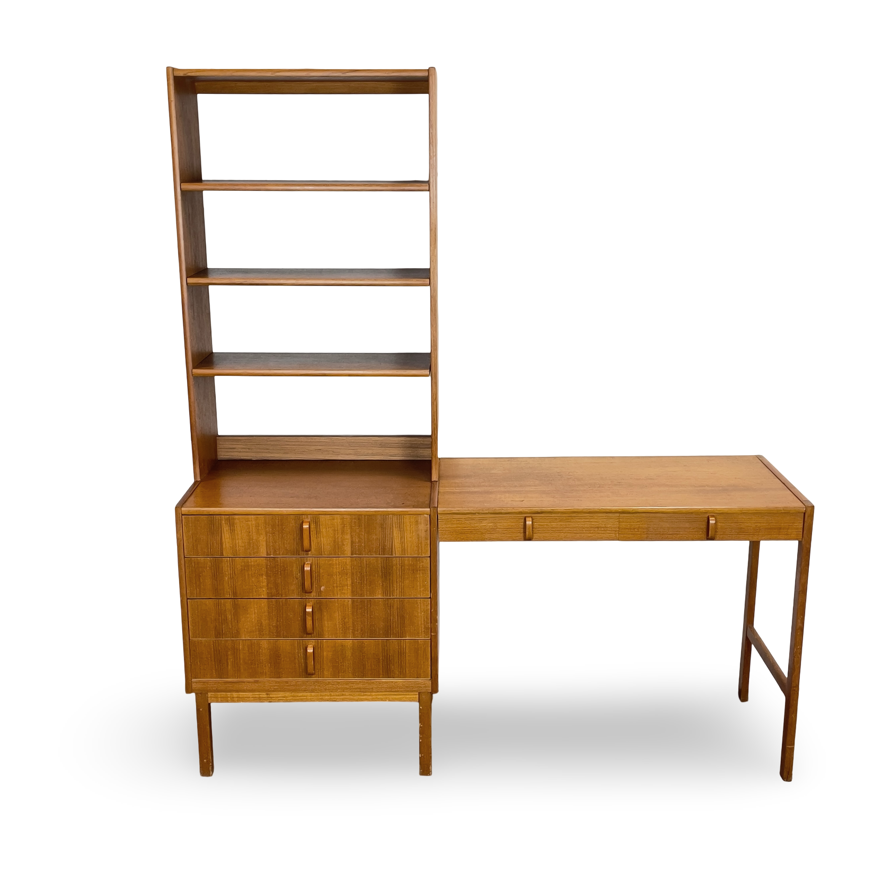 BOKHYLLA MED SKRIVDEL, BERTIL FRIDHAGEN, teak, Bodafors. Brännmärkt, 1964.