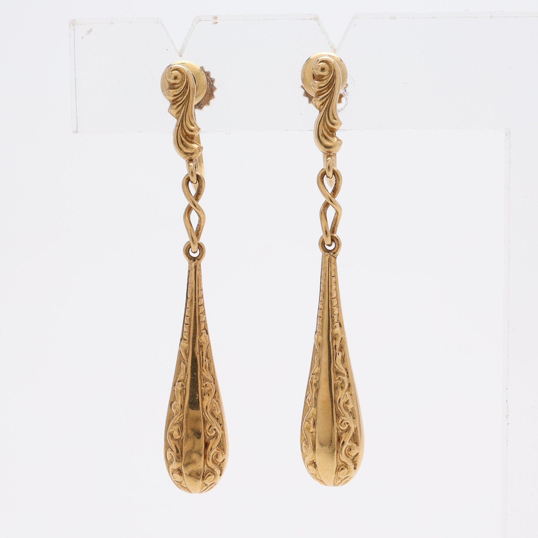 ÖRHÄNGEN, ETT PAR, 18K GULD, TROLIGTVIS KARL THURE EMANUEL KARLSSON, MALMÖ, 1900-TALETS MITT, Ca. 2,6 g.