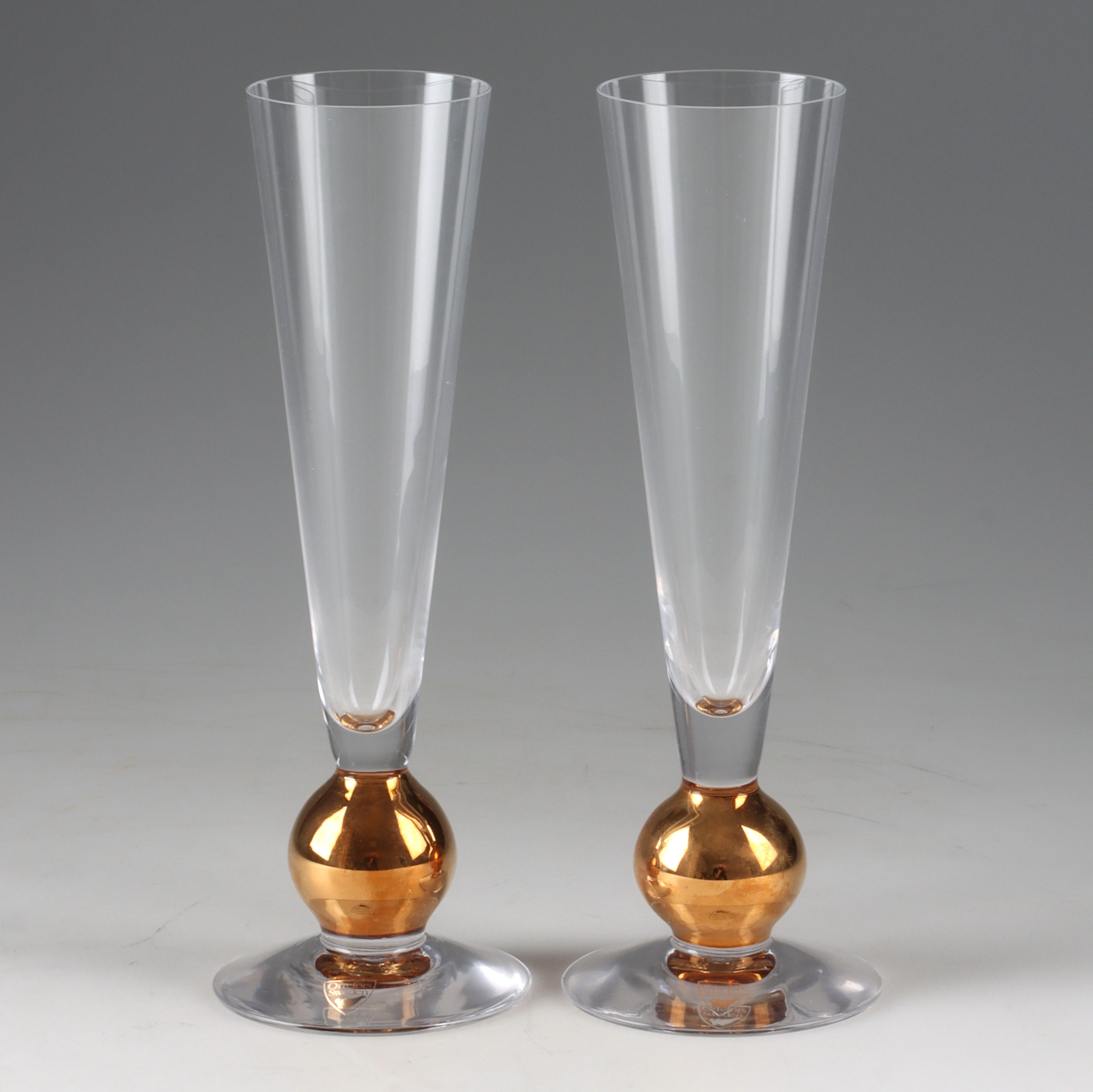 GUNNAR CYRÉN. Champagneglas, 2 st, ”Nobel”, Orrefors.