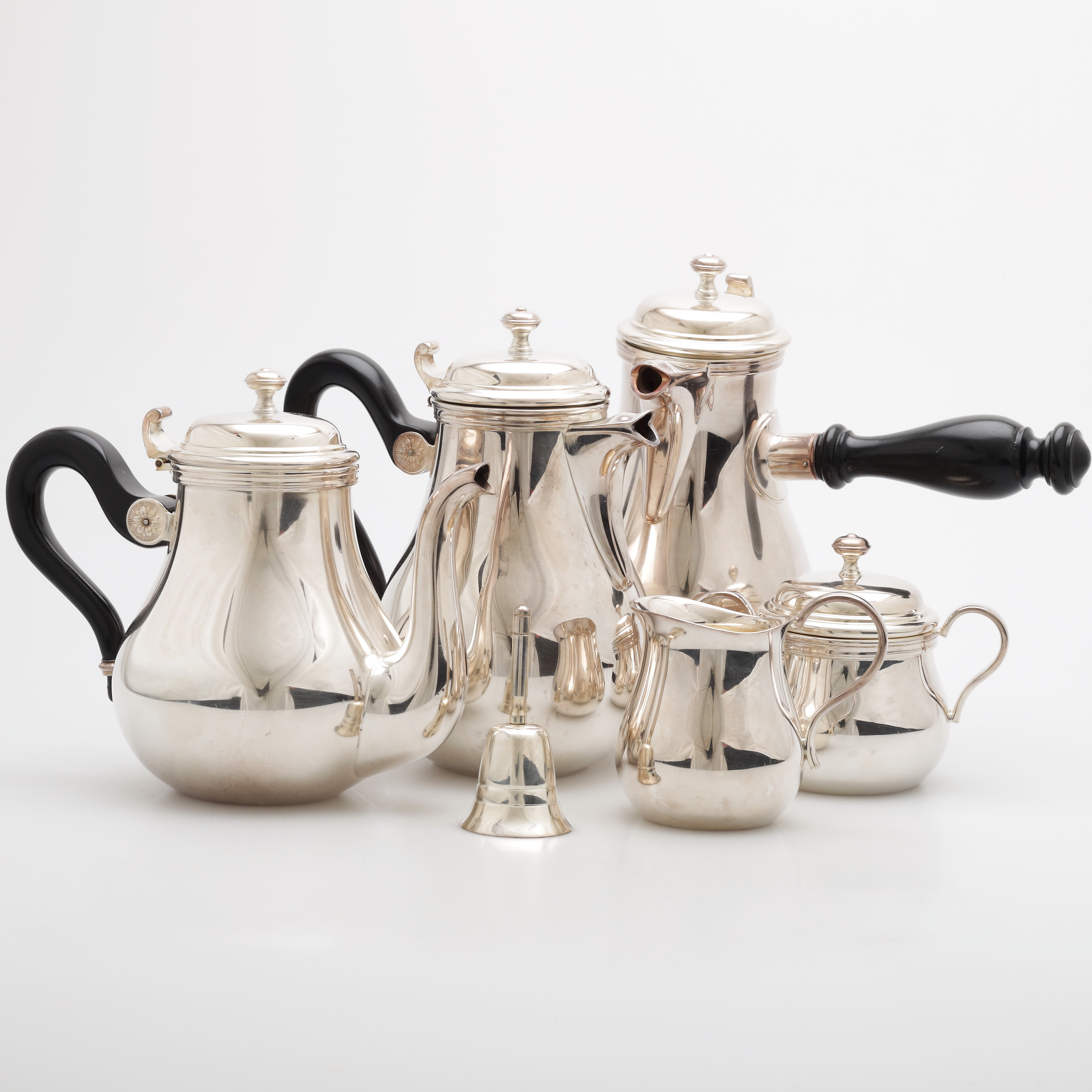TE- OCH KAFFESERVIS, 6 delar, metall, Christofle.