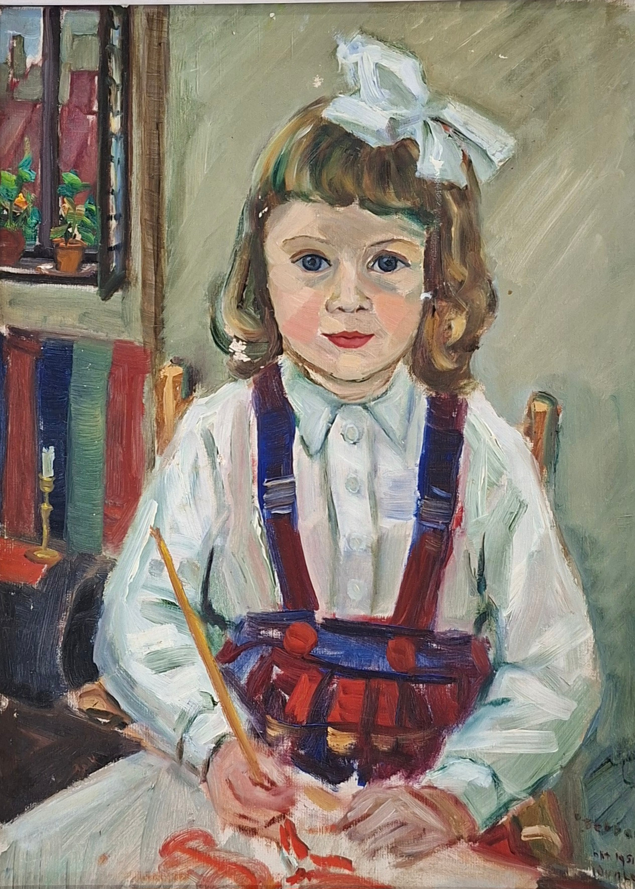 IDUN LOVÉN. "Bebban". Olja på duk, signerad Idun Lovén, daterad Okt 1951.
