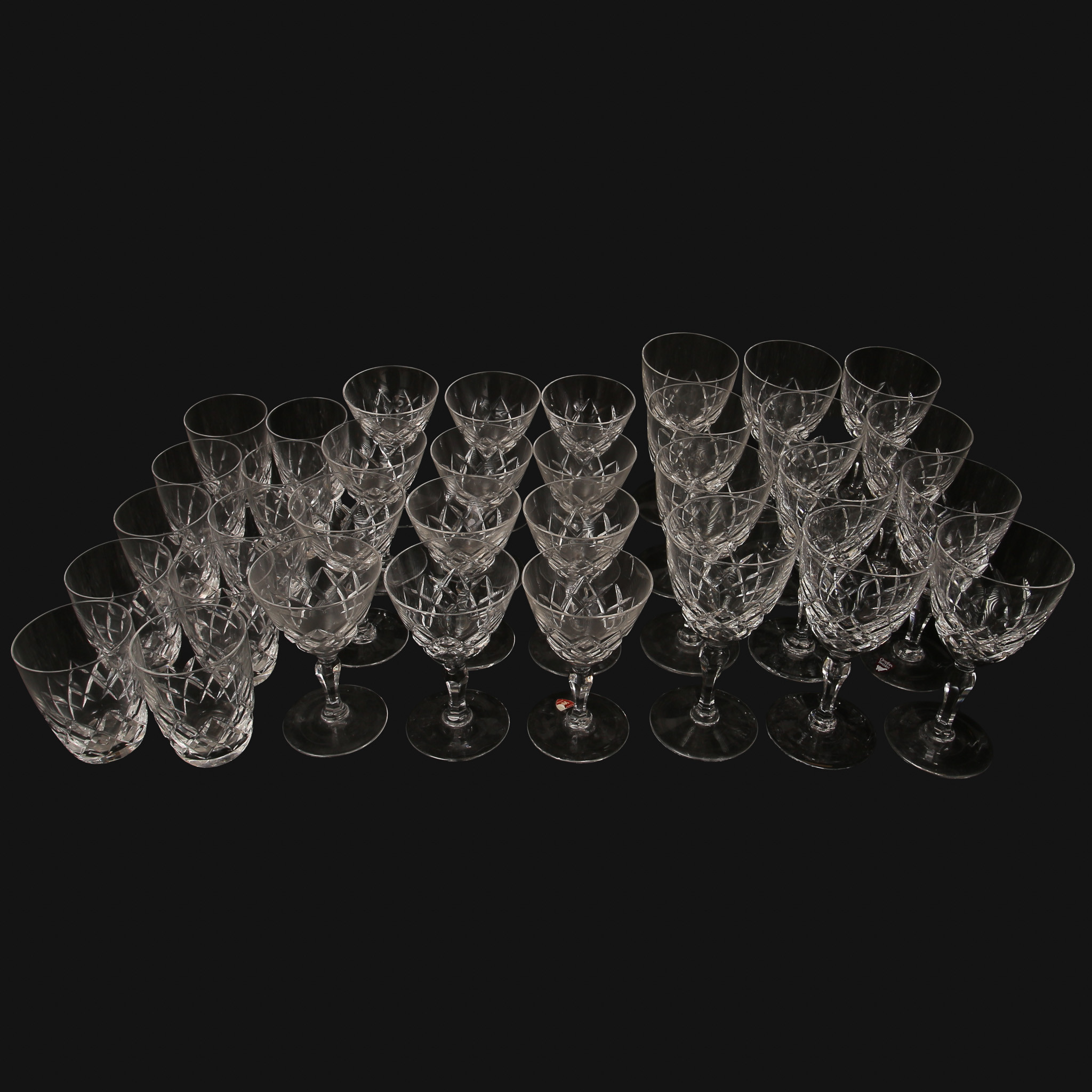 GLASSERVIS, "Karolina", 34 dlr, slipad kristall, Gunnar Cyrén, Orrefors.