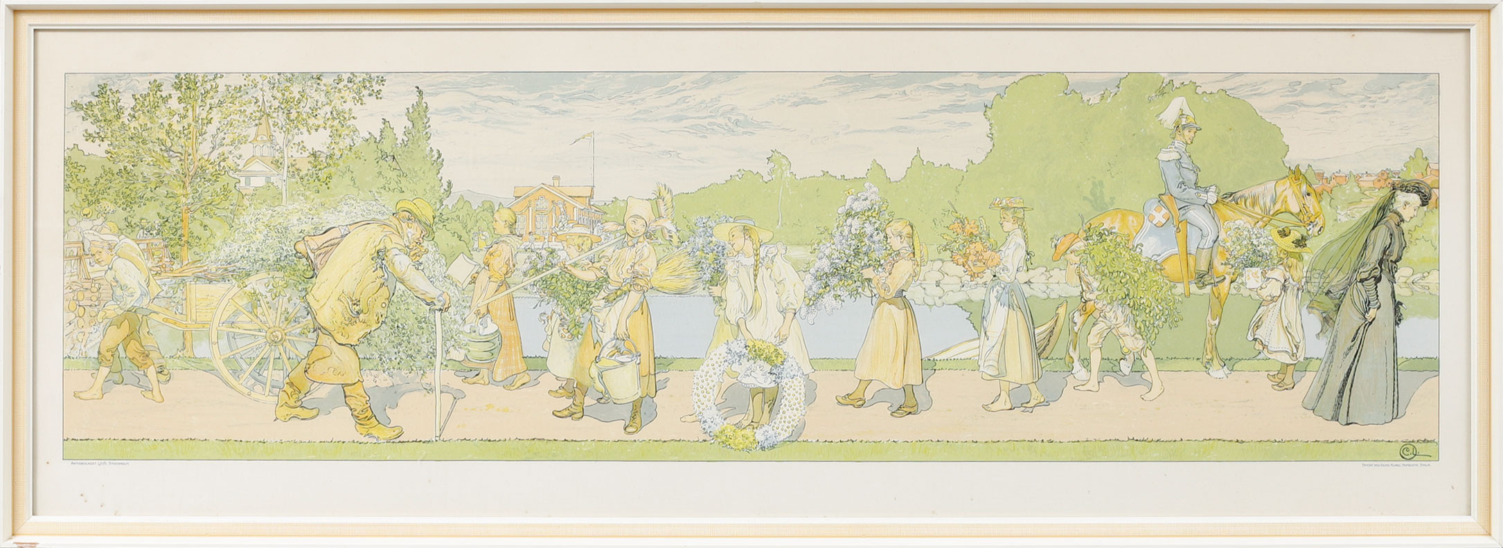 CARL LARSSON. EFTER. "Ute blåser sommarvind", färglitografi, 1903.