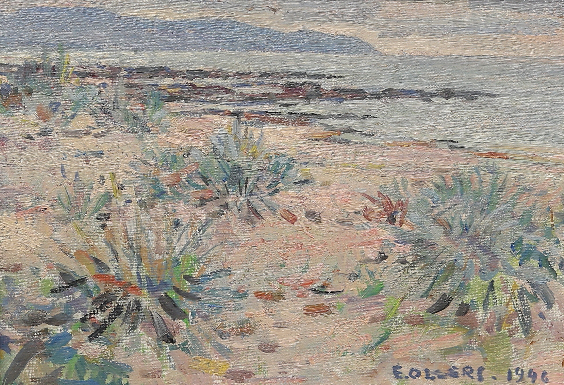 EDVIN OLLERS. olja på pannå, signerad och daterad 1946.