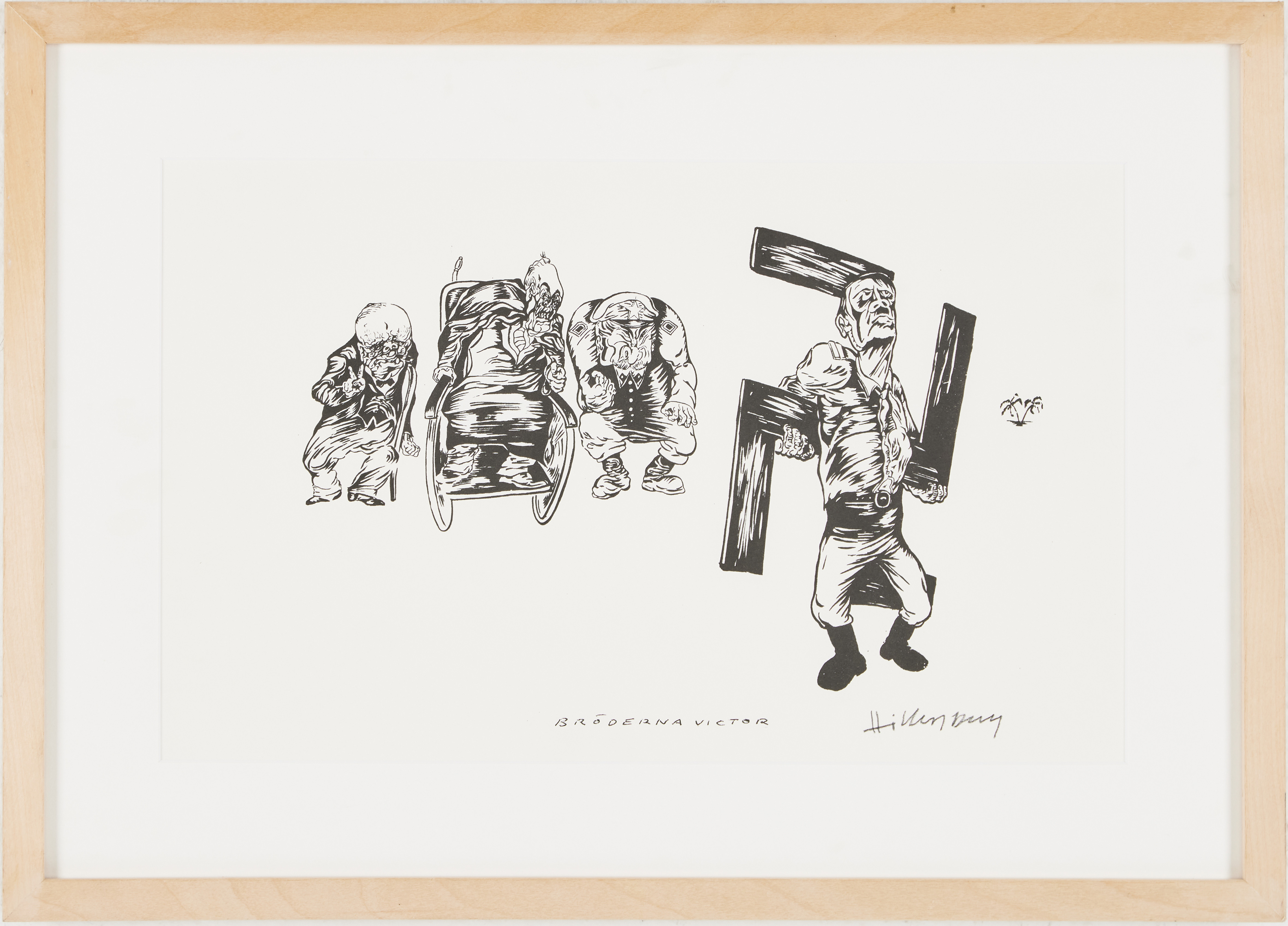 LARS  HILLERSBERG. "Bröderna Victor", tuschteckning, signerad.