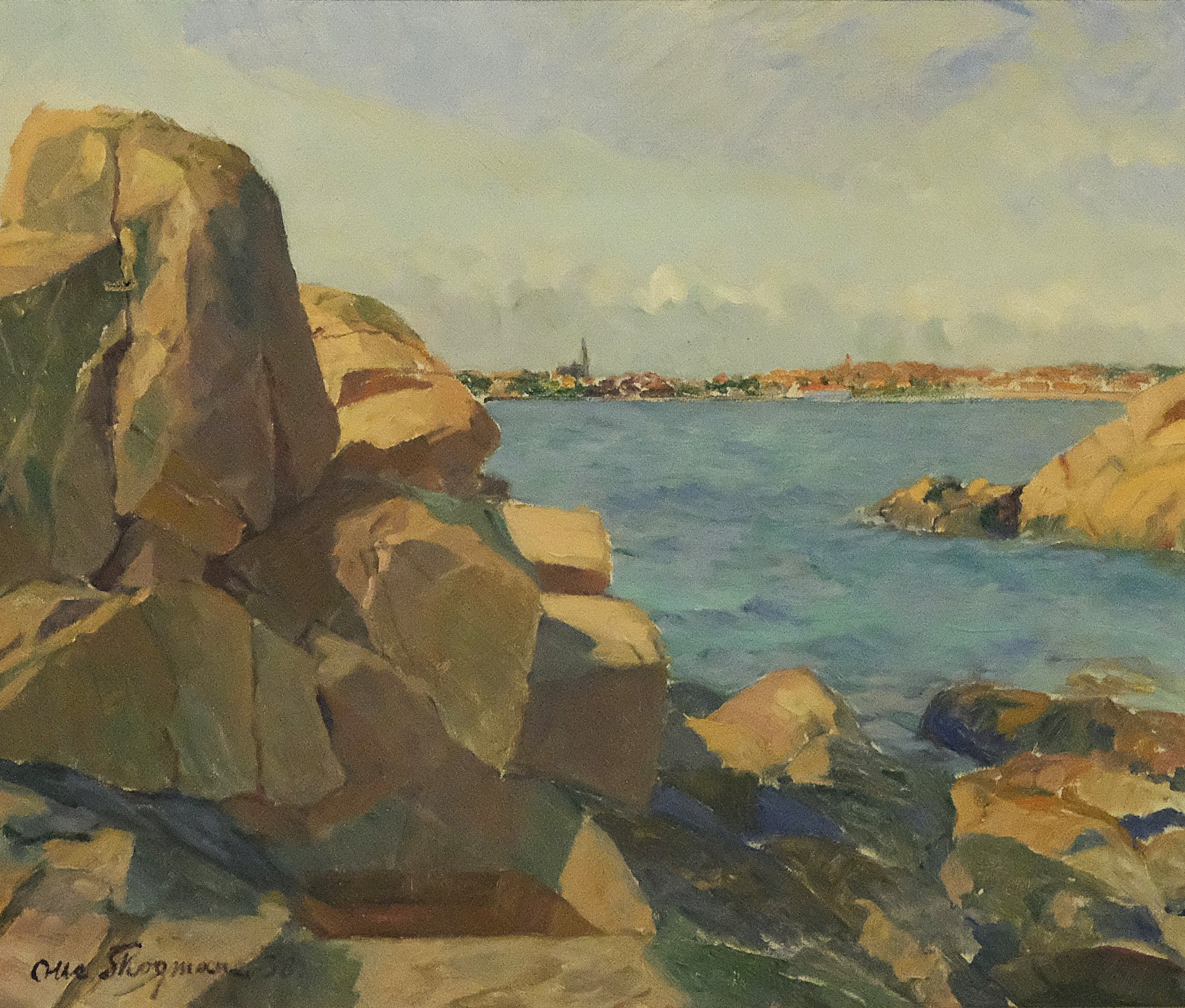 OLLE SKOGMAN. KUSTMOTIV, OLJA PÅ DUK, 1938.