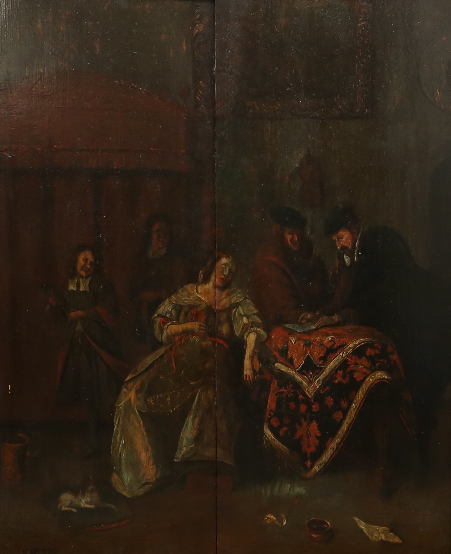 OIDENTIFIERAD KONSTNÄR. olja på pannå, 1700-tal, signerad K. Wende.