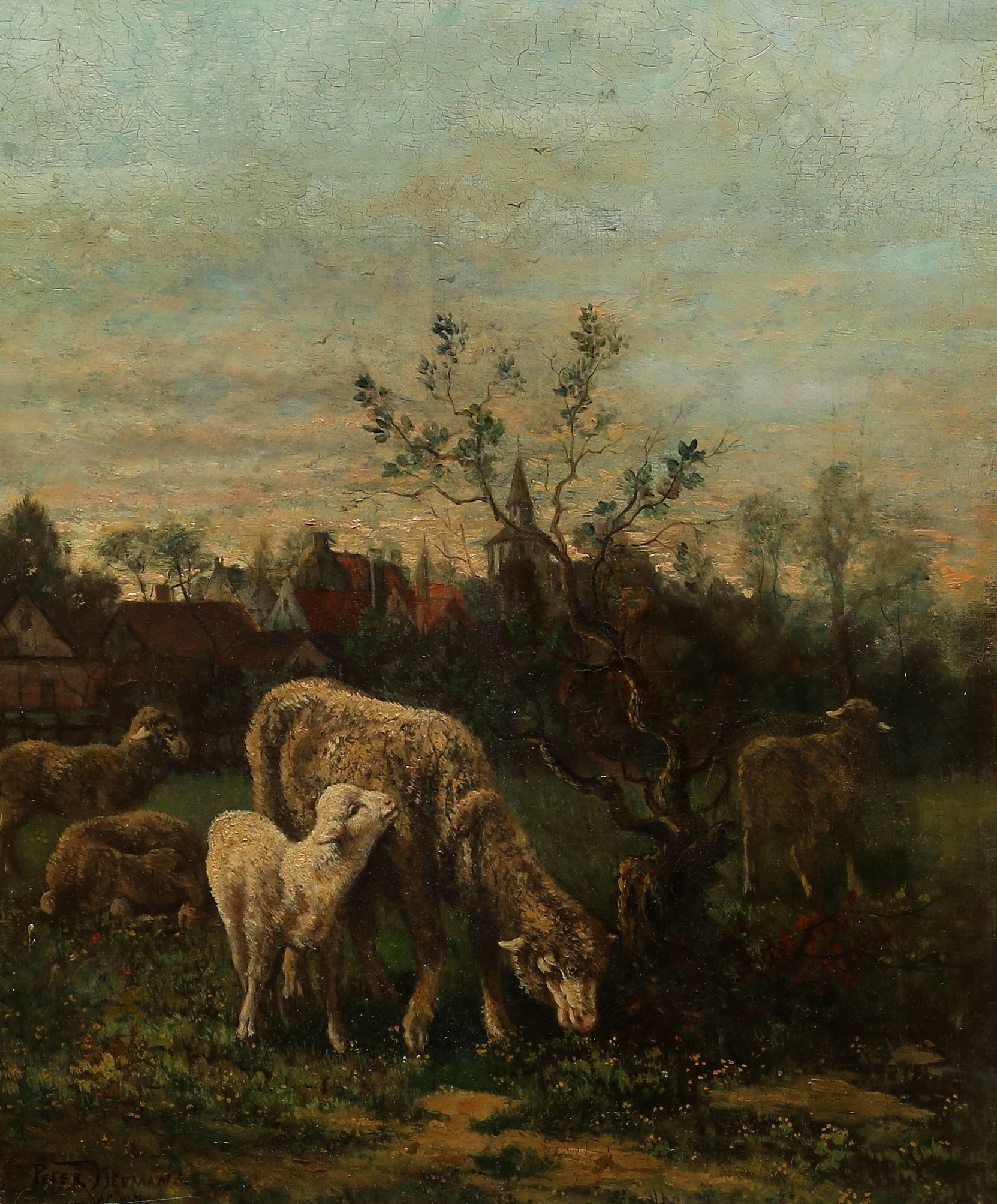 OIDENTIFIERAD KONSTNÄR. olja på duk, signerad Peter Neumans, daterad 1878.