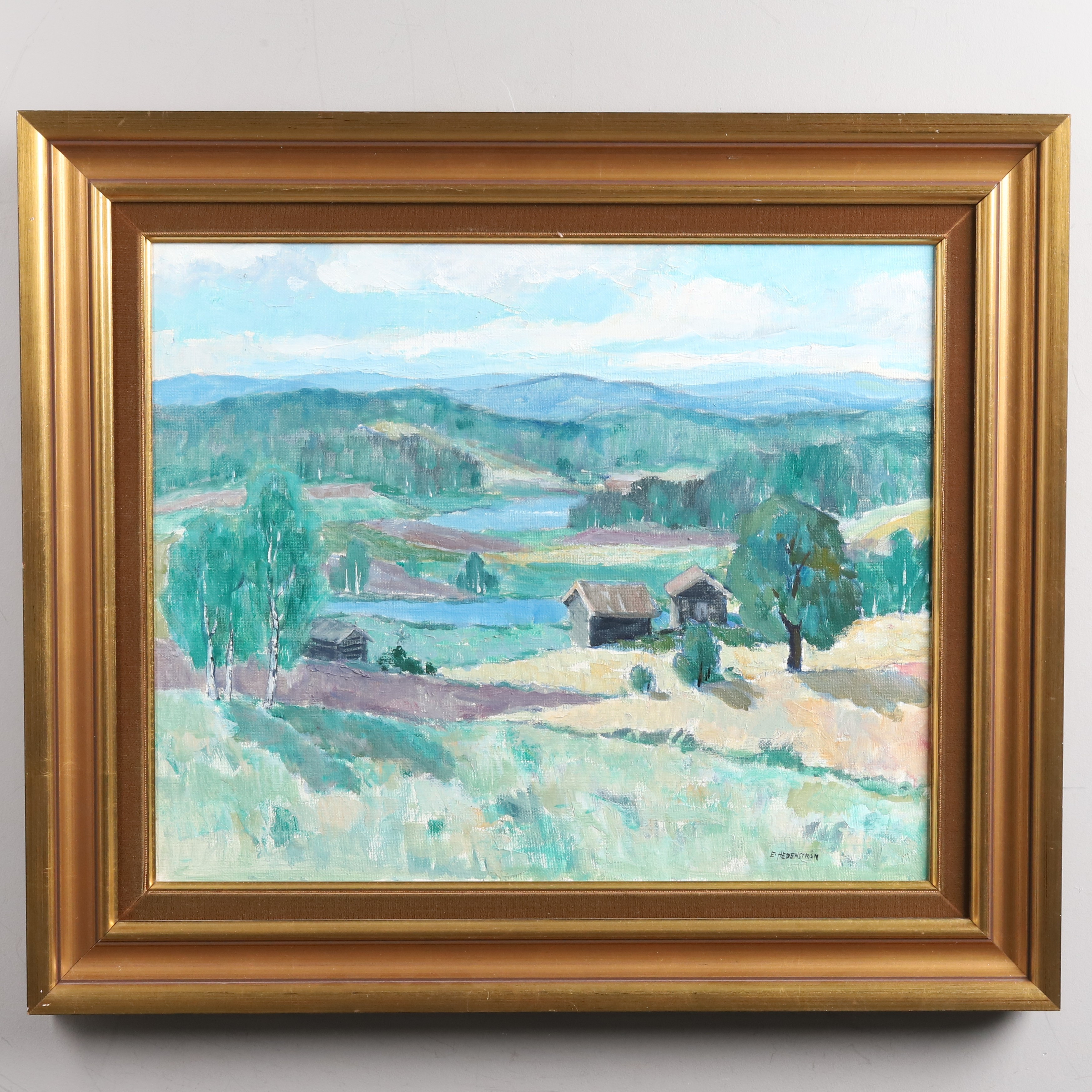 EVALD HEDENSTRÖM. Olja på duk, "Landskapsvy", signerad.