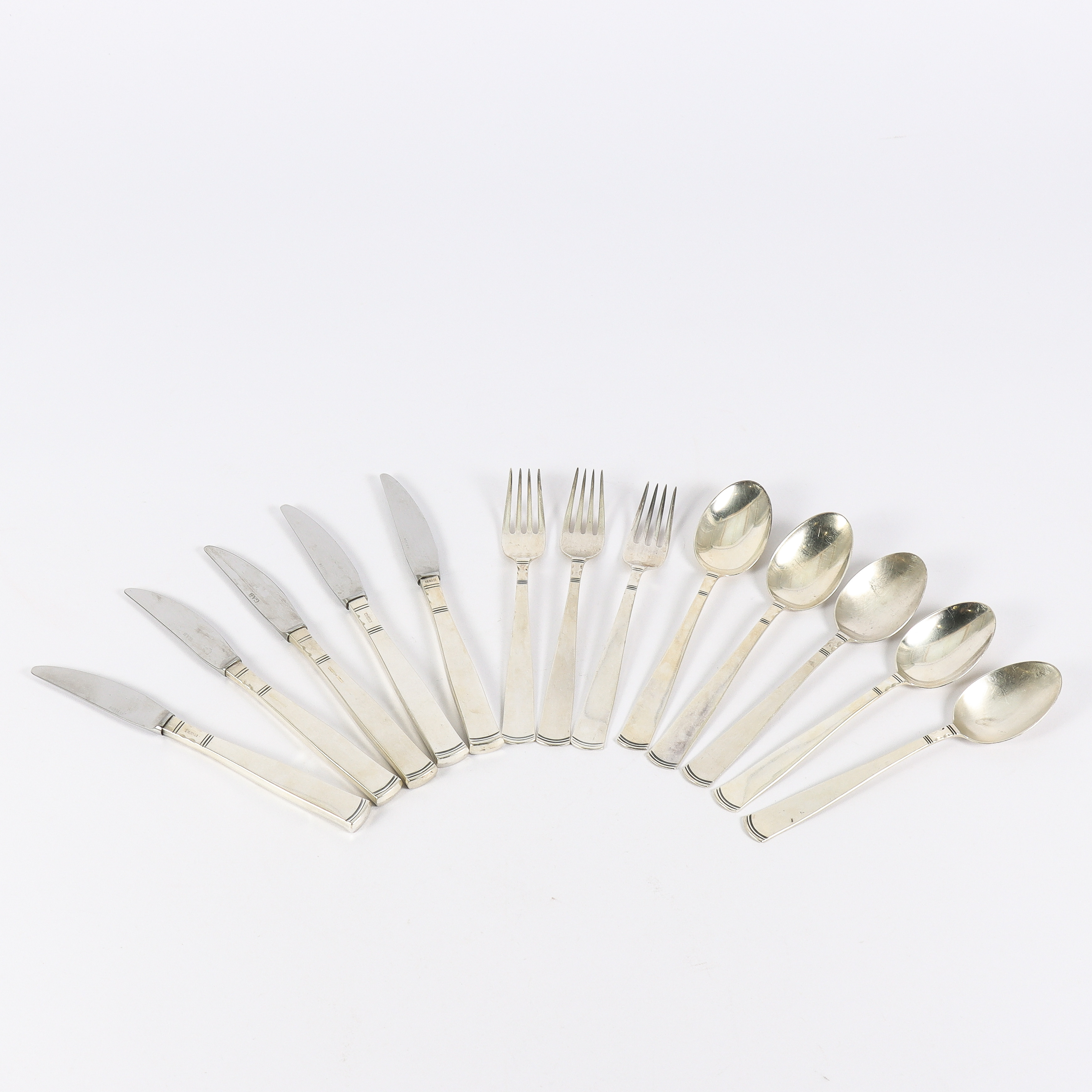 BESTICK SILVER "Rosenholm", 13 delar, GAB.