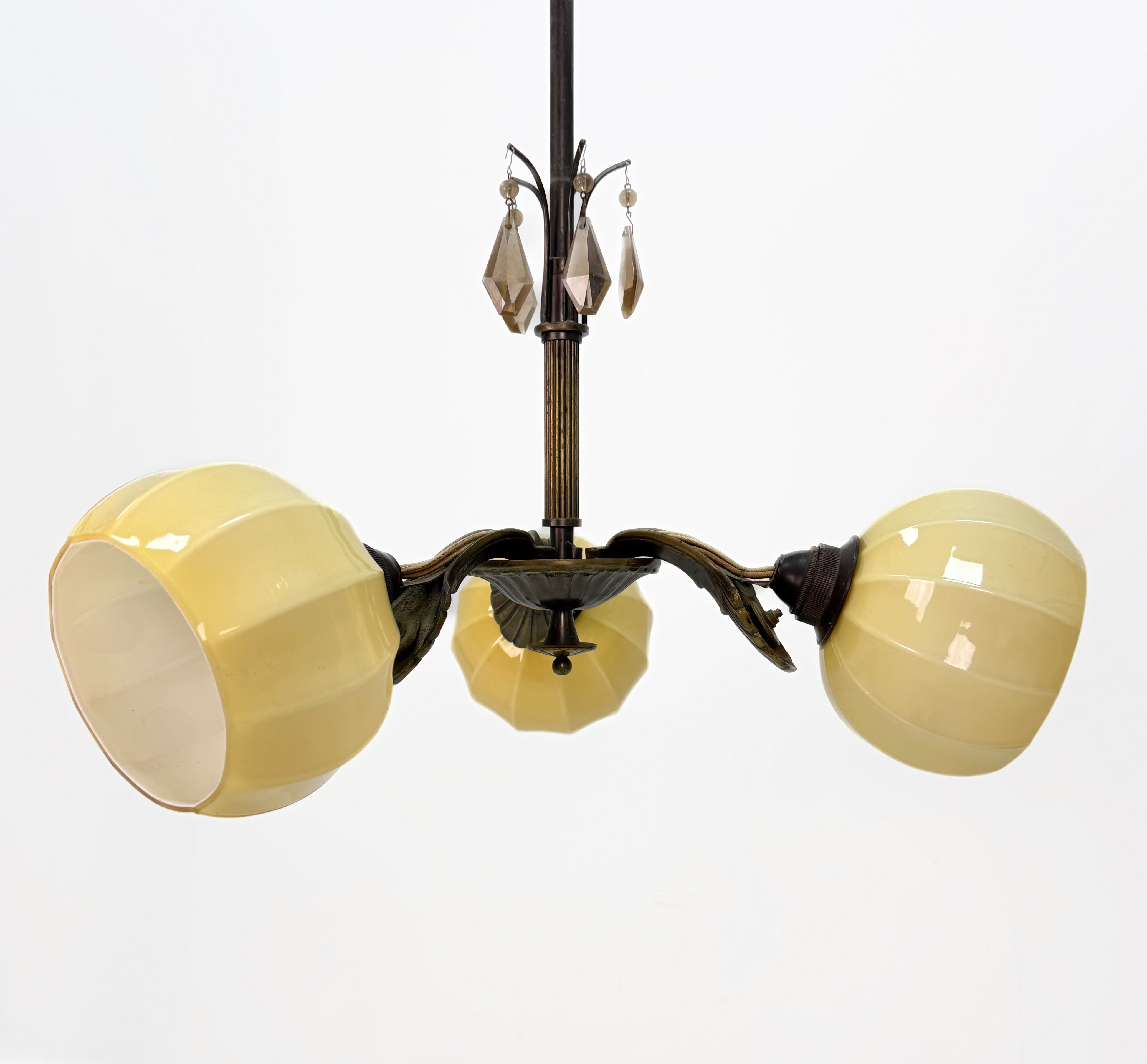 TAKLAMPA - Art Deco. metall, glas, 1920/30 tal.