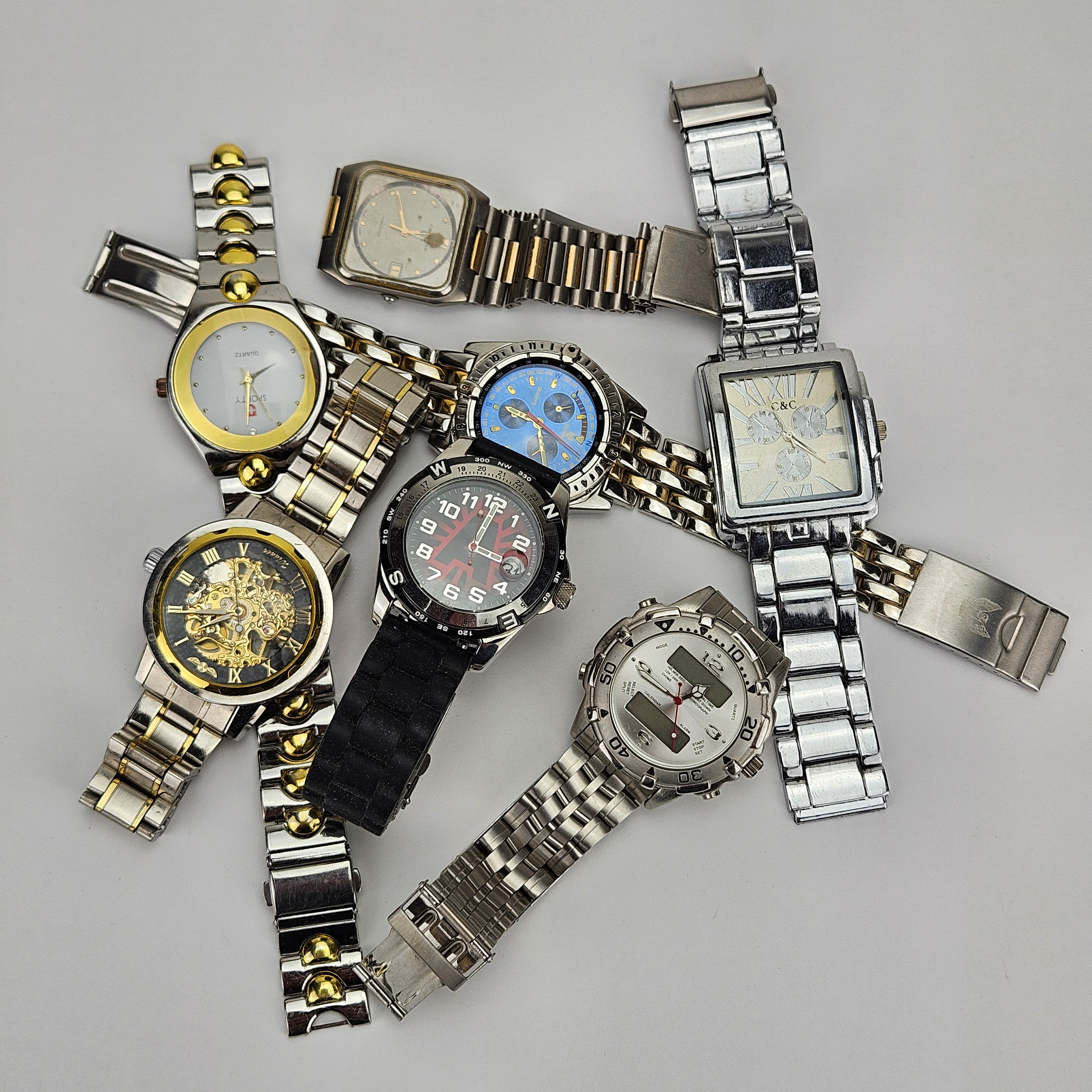 ARMBAMDSUR, 7 st, stål, bland annat Certina DS Titanium.